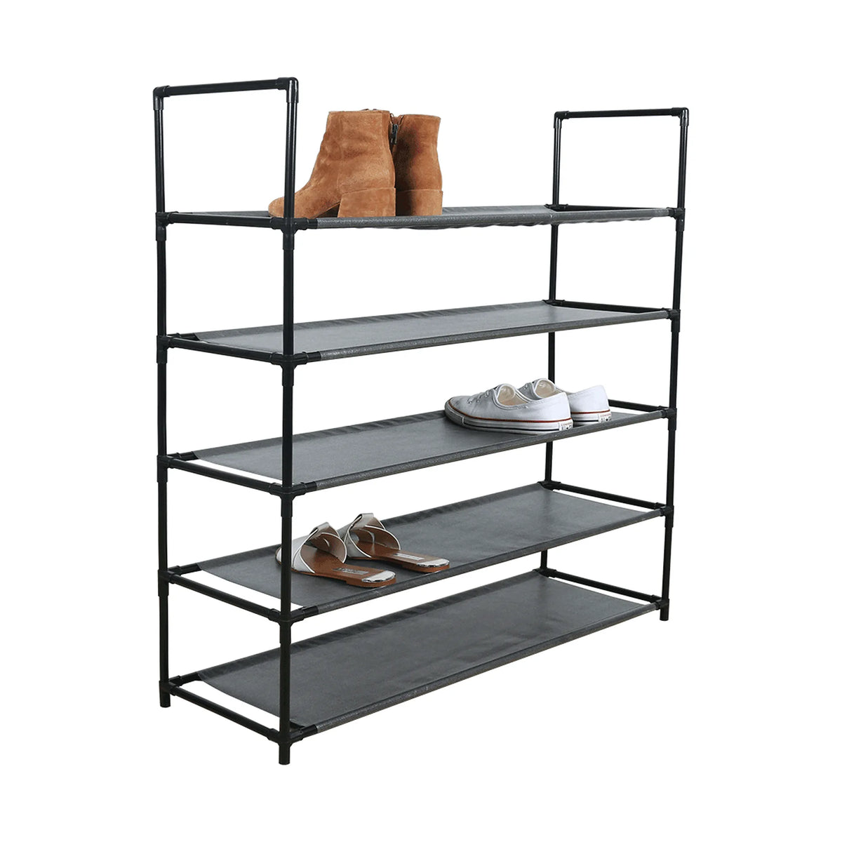 Pantofar MADILO, negru, metal/tesatura, 86x28x89 cm