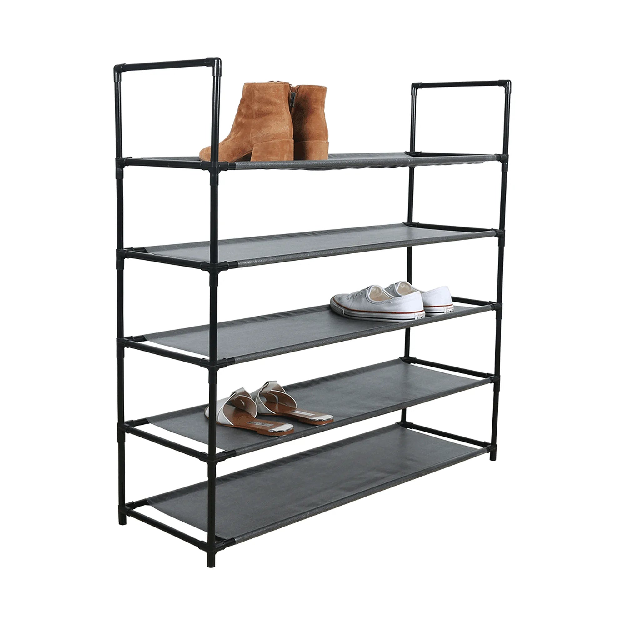 Pantofar MADILO, negru, metal/tesatura, 86x28x89 cm
