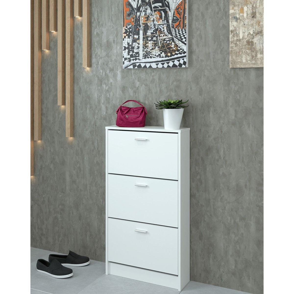 Pantofar MOBI 13, alb, DTD laminat/PAL, 58x18x107 cm