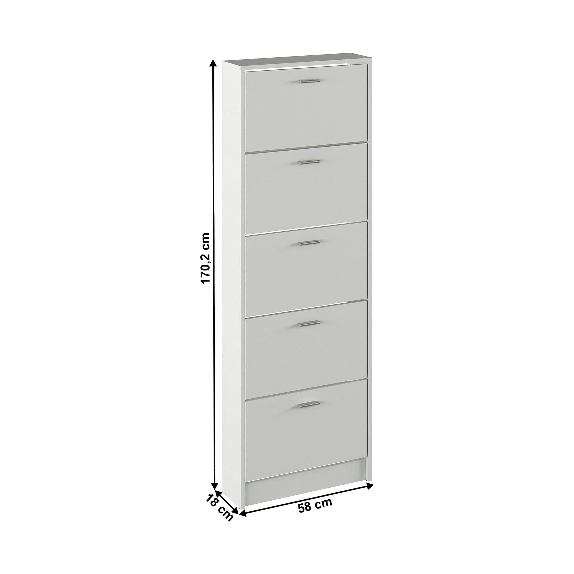 Pantofar MOBI 15, alb, DTD laminat, 58x18x170.2 cm