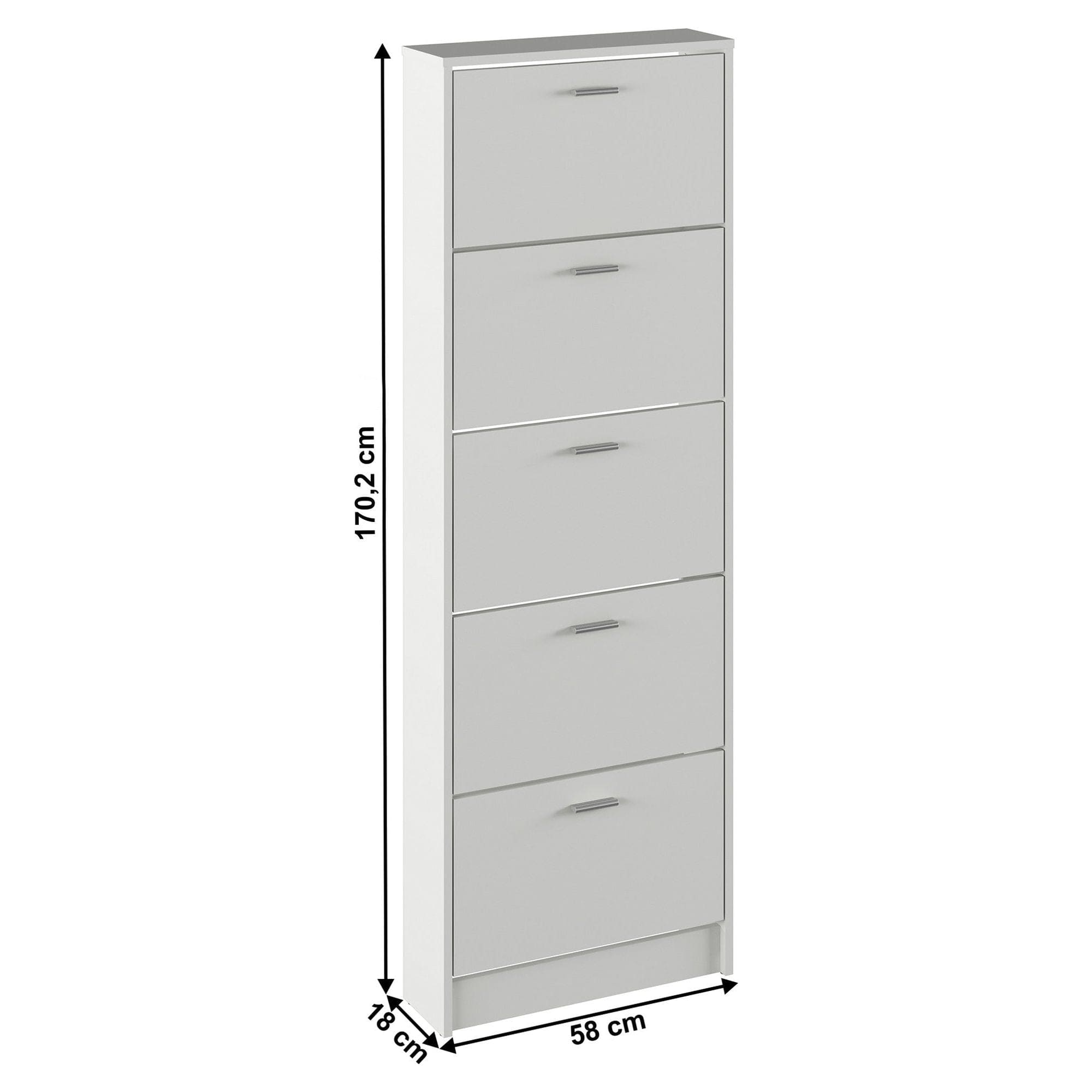 Pantofar MOBI 15, alb, DTD laminat, 58x18x170.2 cm