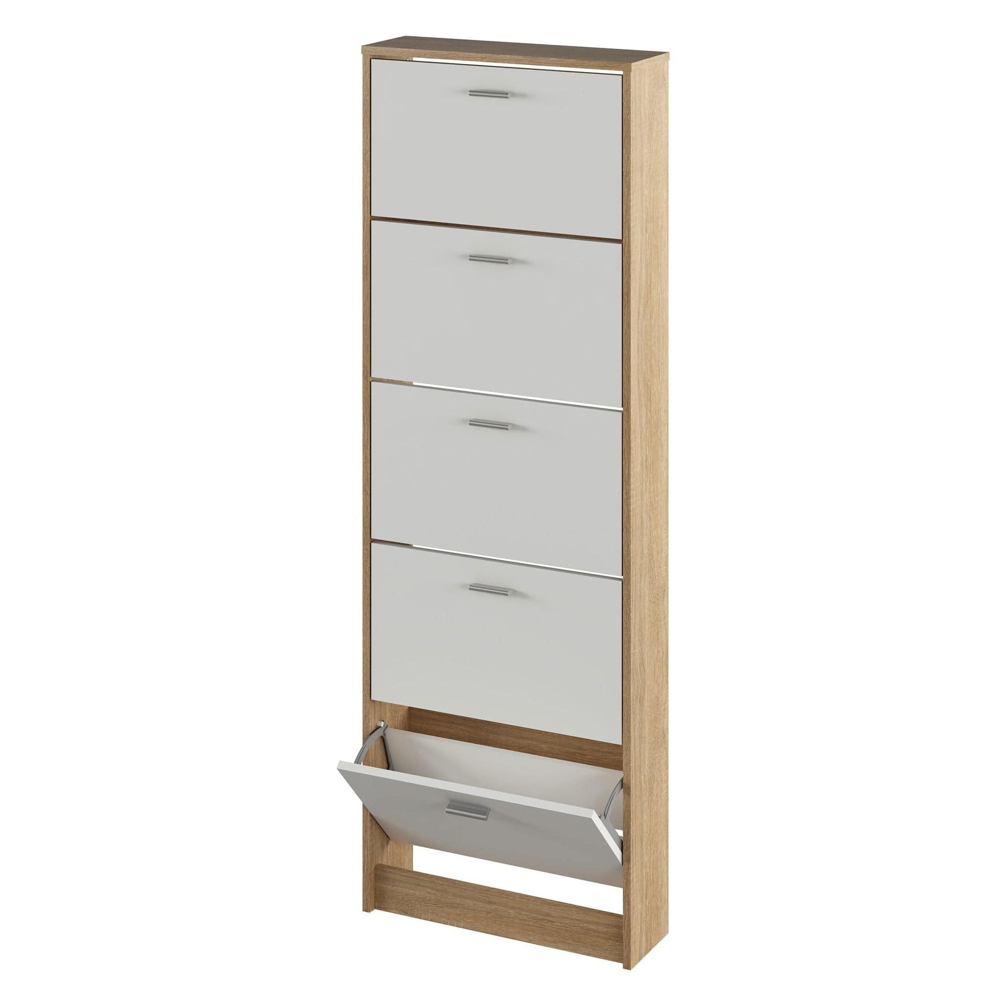 Pantofar MOBI 15, stejar sonoma/alb, DTD laminat, 58x18x170.2 cm