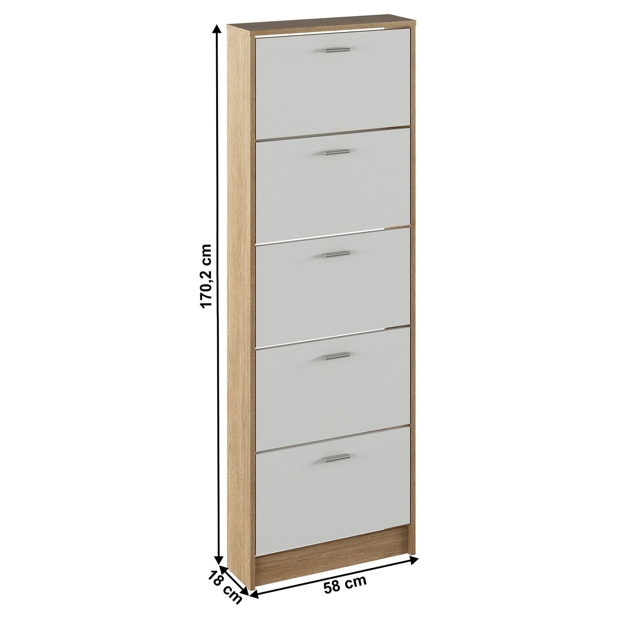 Pantofar MOBI 15, stejar sonoma/alb, DTD laminat, 58x18x170.2 cm