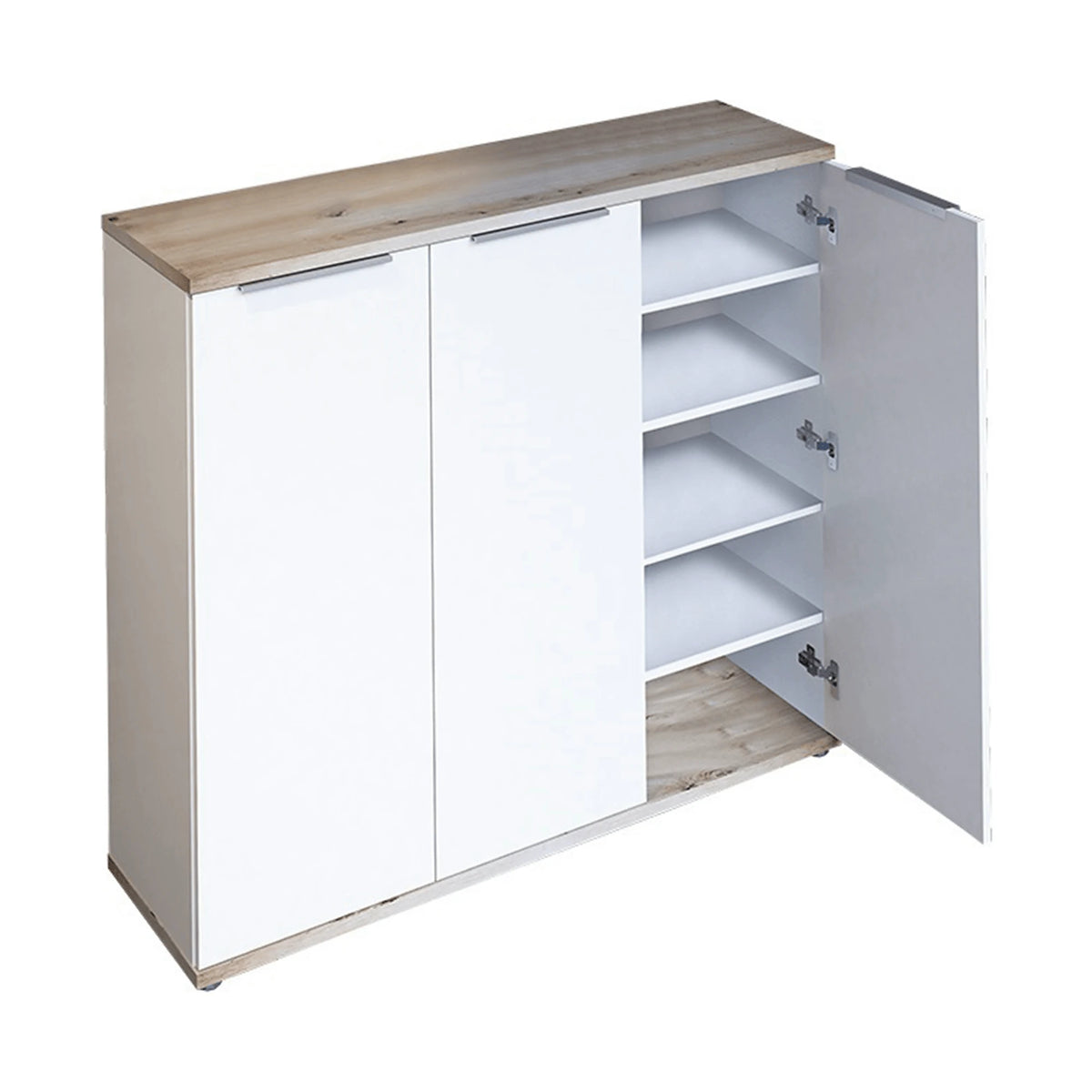 Pantofar MODINI TYP 2, stejar artisan/alb, DTD laminat/metal, 120x35x105 cm