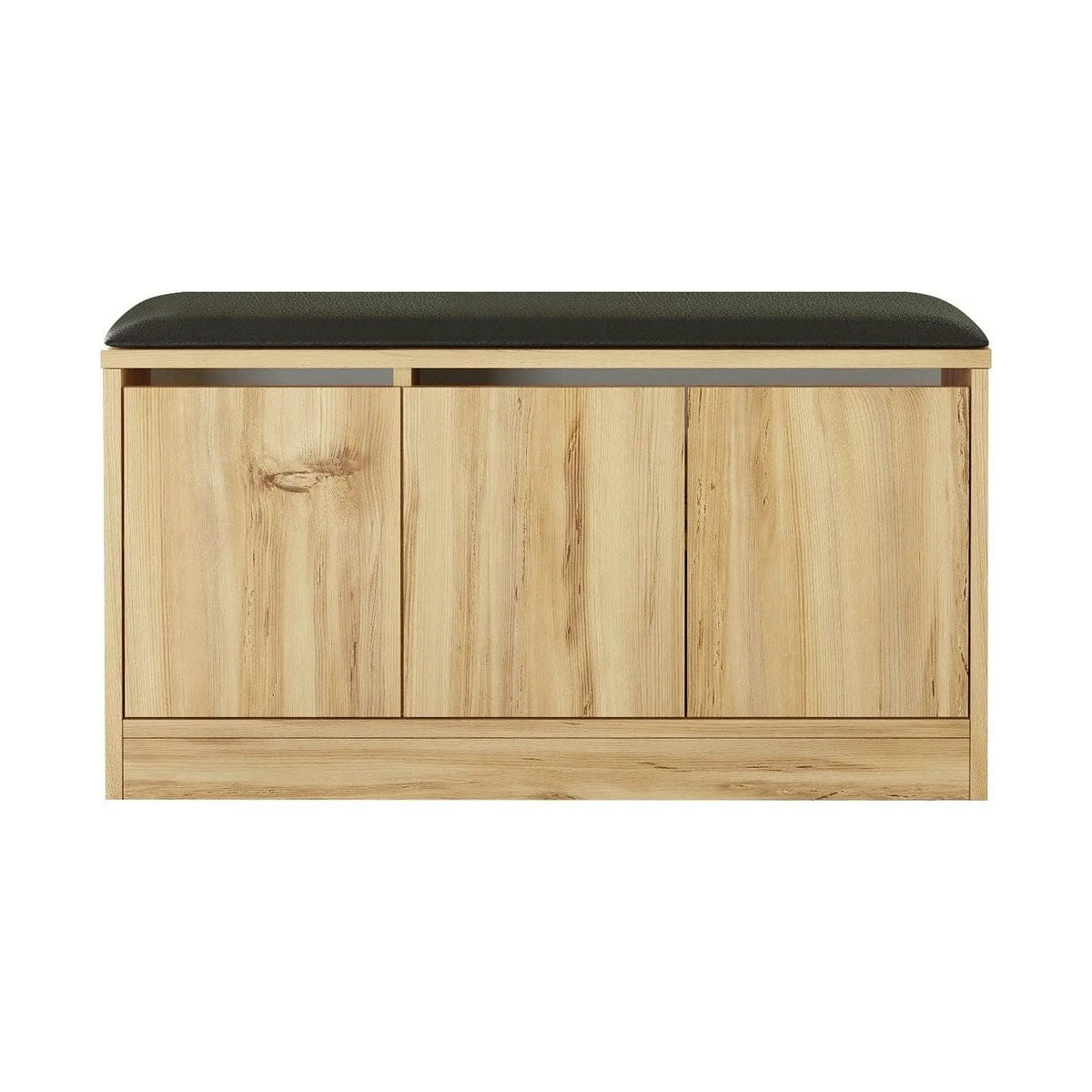 Pantofar MR2-KE-Oak, stejar/negru, PAL melaminat/piele ecologica, 90x36x46 cm