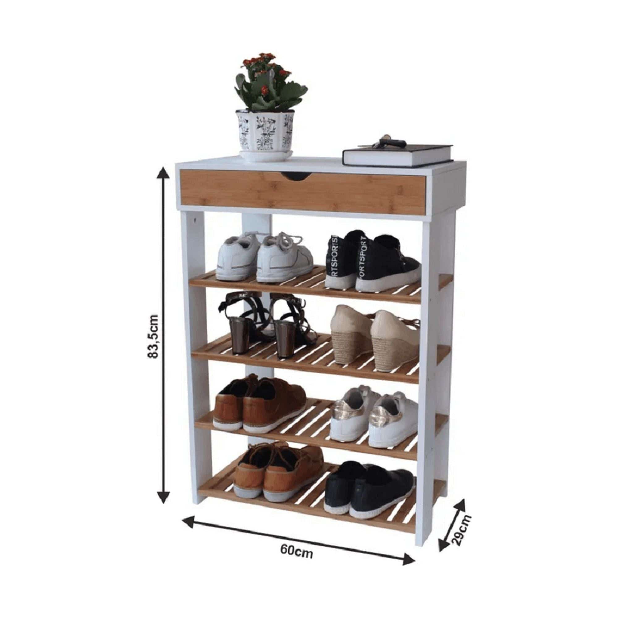 Pantofar NUGET TYP 1, alb/stejar, 60x29x84 cm