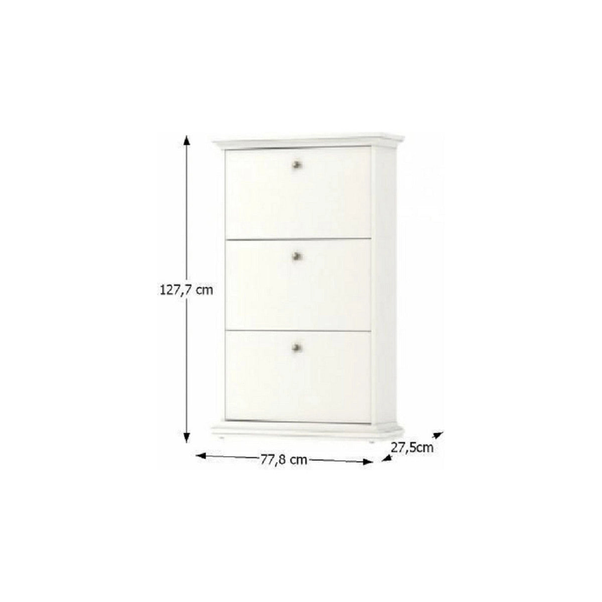 Pantofar PARIS, alb, PAL infoliat, 78x28x128 cm