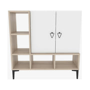 Pantofar Platin, alb/stejar, PAL melaminat, 100x35x100 cm