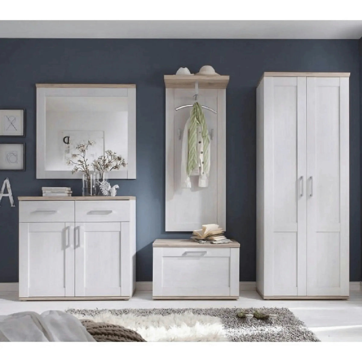 Pantofar PROVENSAL, alb/stejar San Remo, PAL infoliat, 76x38x50 cm