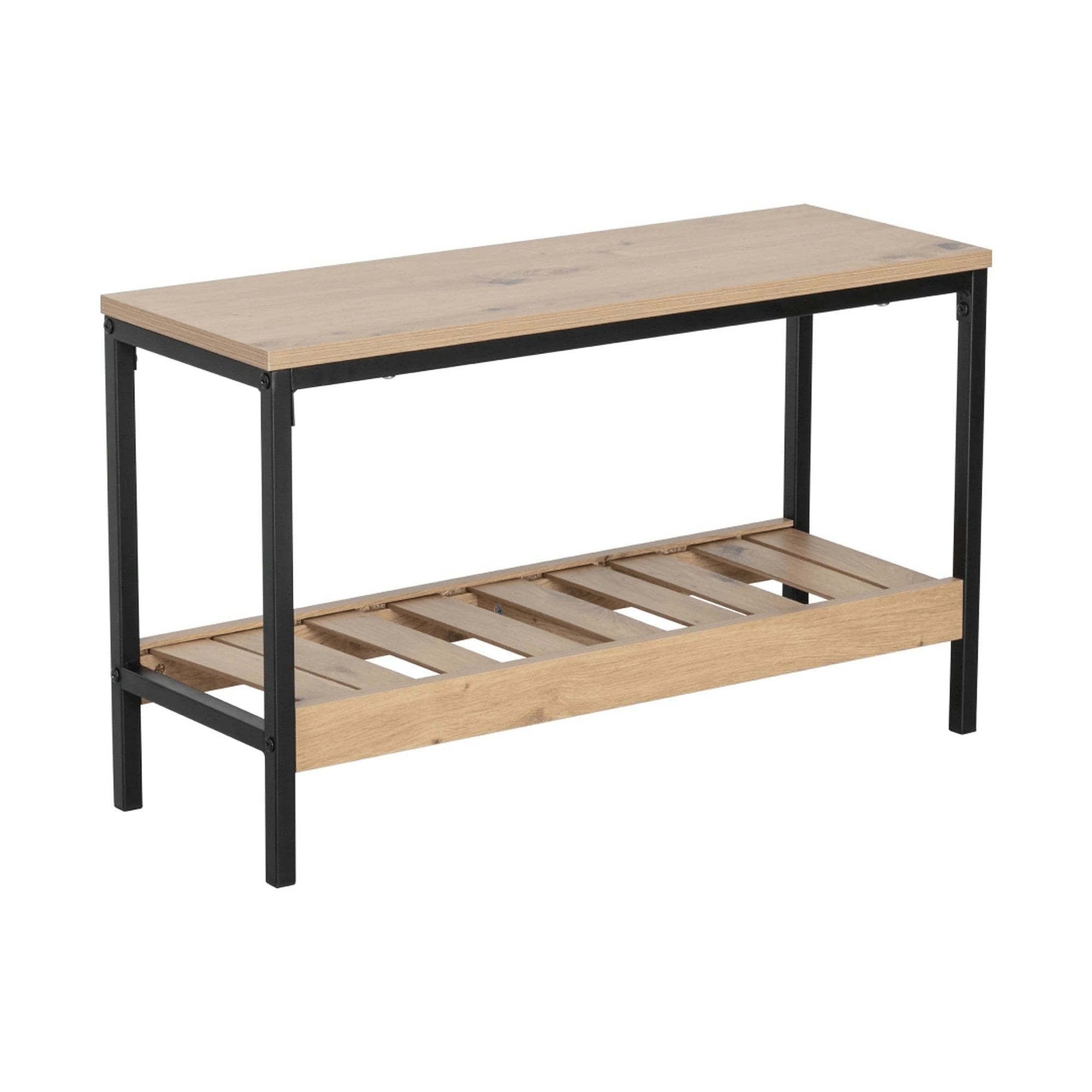 Pantofar REST, stejar/negru, DTD laminat/metal, 70x26x42 cm