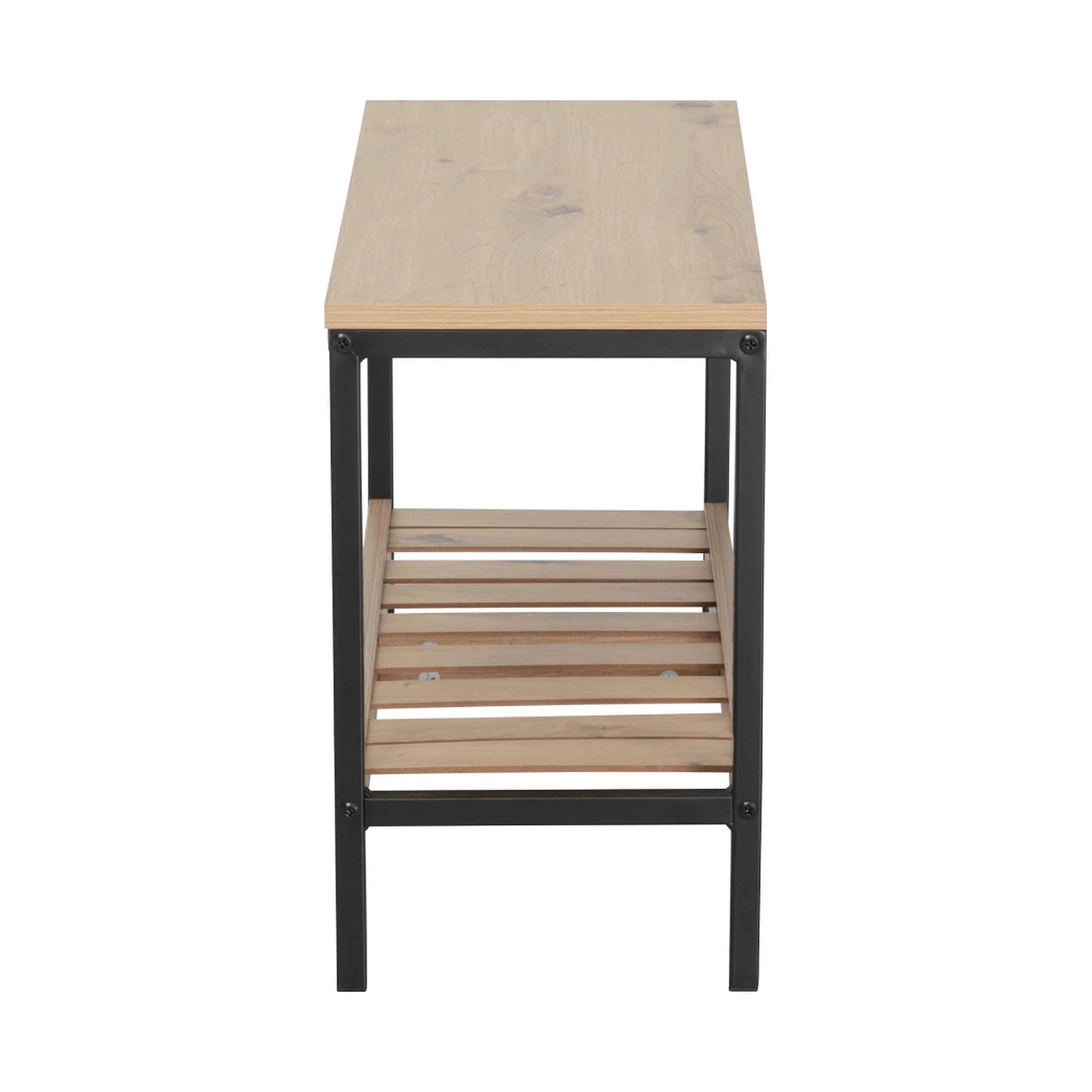 Pantofar REST, stejar/negru, DTD laminat/metal, 70x26x42 cm