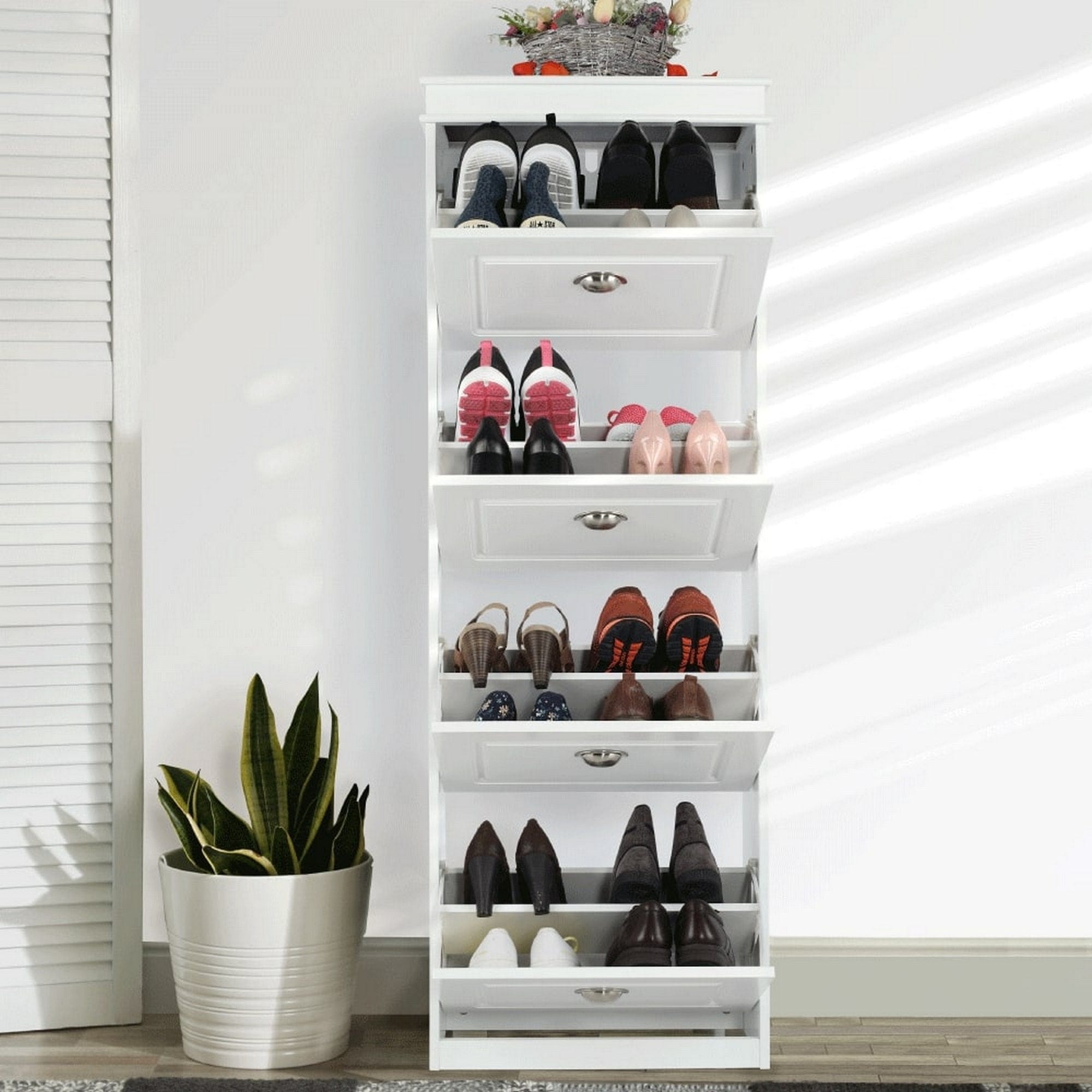 Pantofar SEBER TYP 3, alb, PAL, 54x24x152 cm