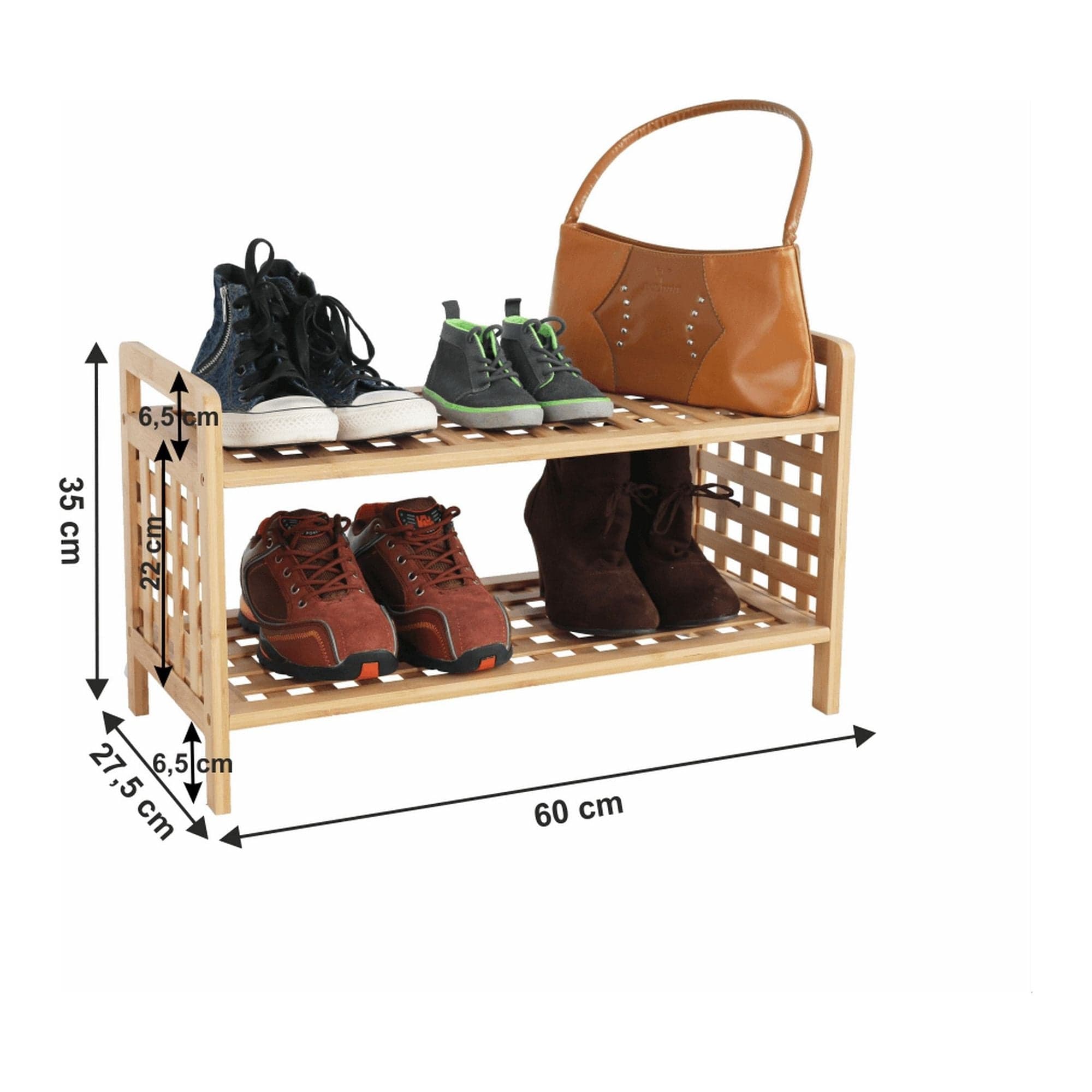 Pantofar SOVETO TYP 1, bambus natural, lemn bambus lacuit, 60x28x35 cm