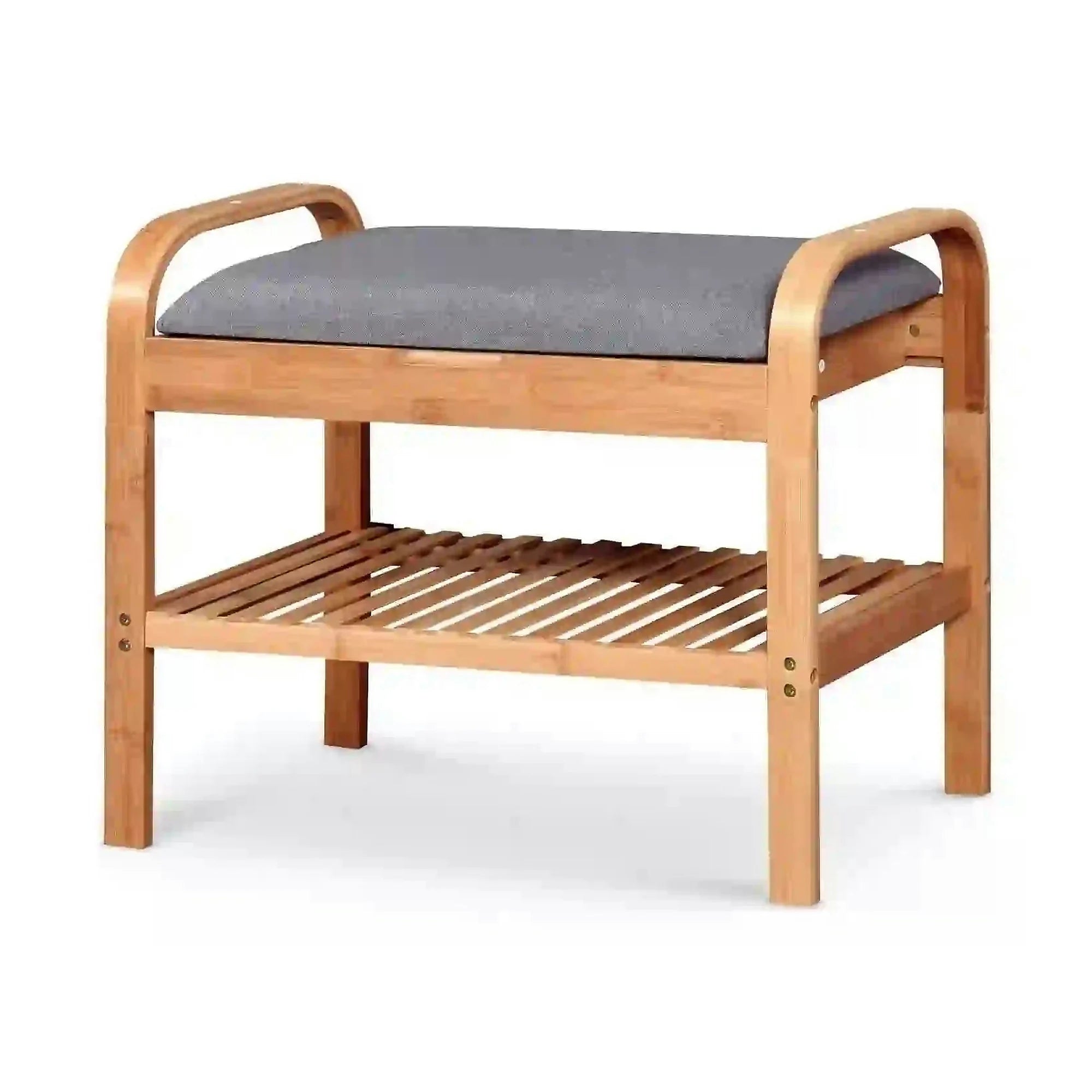 Pantofar ST12, gri/stejar natural, stofa/lemn, 60x33x50 cm