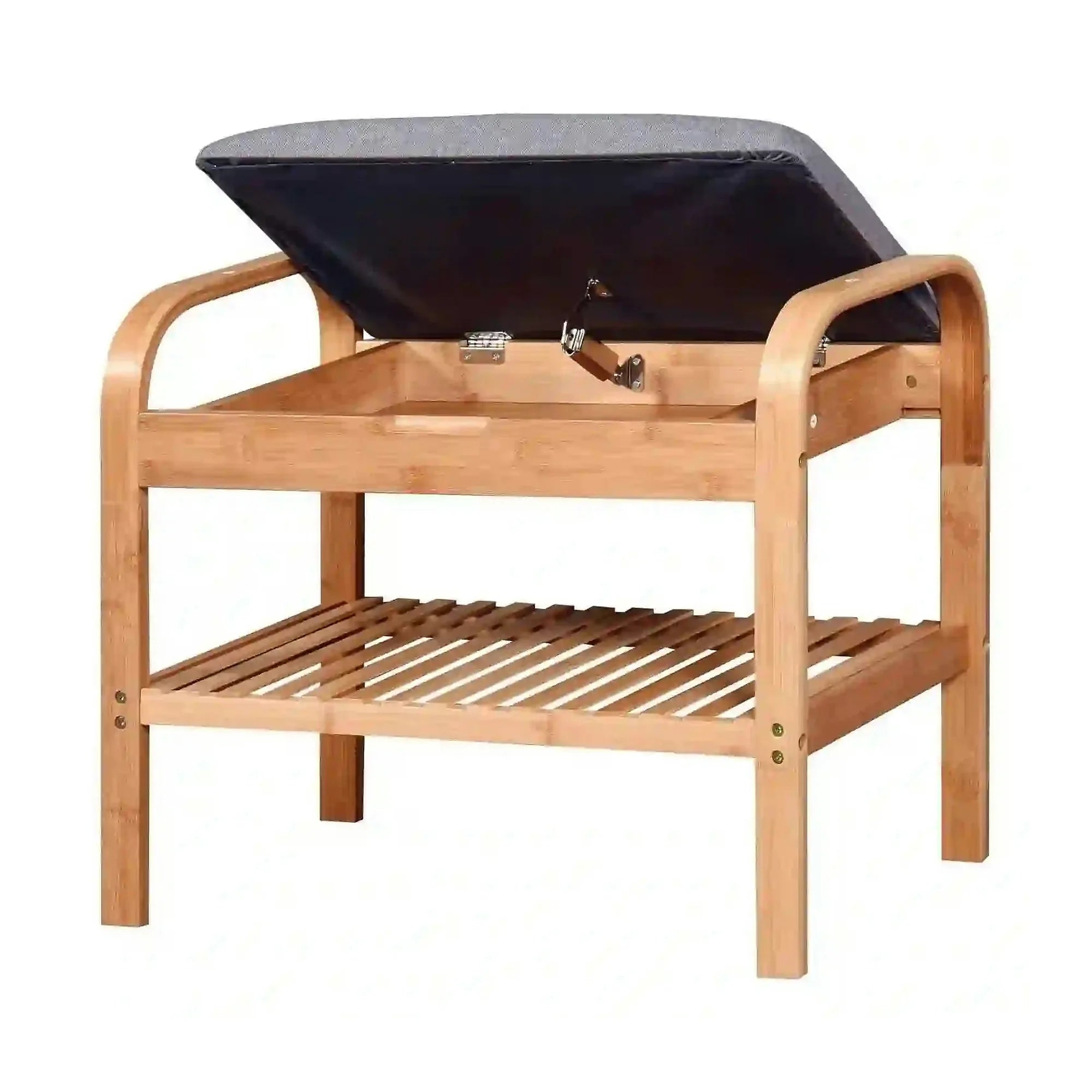 Pantofar ST12, gri/stejar natural, stofa/lemn, 60x33x50 cm