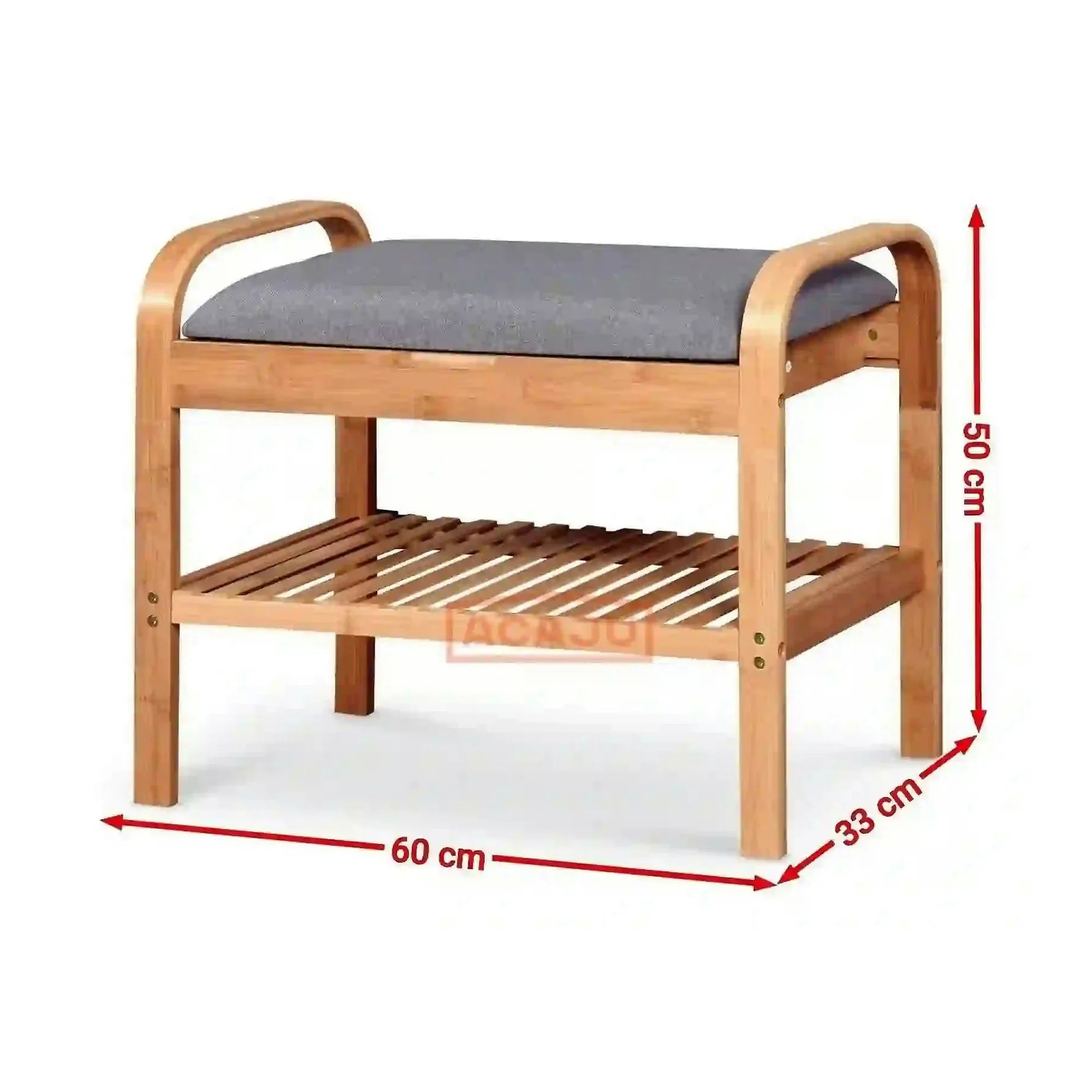 Pantofar ST12, gri/stejar natural, stofa/lemn, 60x33x50 cm