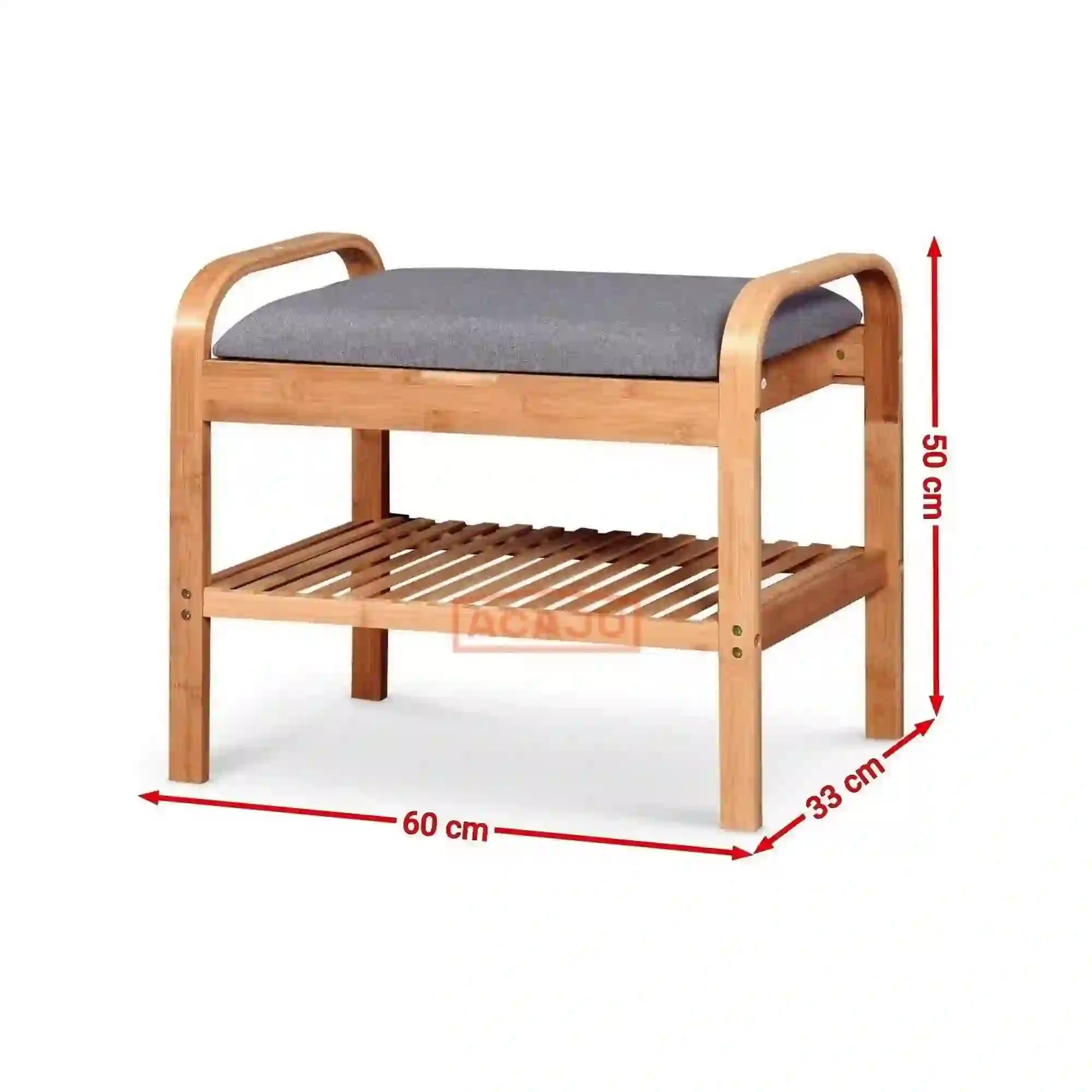 Pantofar ST12, gri/stejar natural, stofa/lemn, 60x33x50 cm