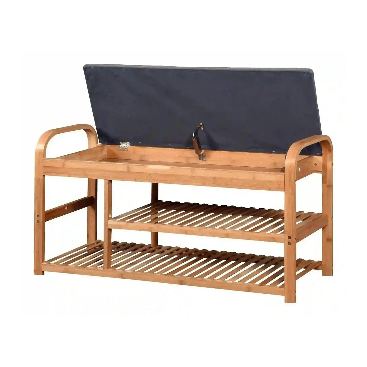 Pantofar ST13, gri/stejar natural, stofa/lemn de bambus, 100x33x50 cm