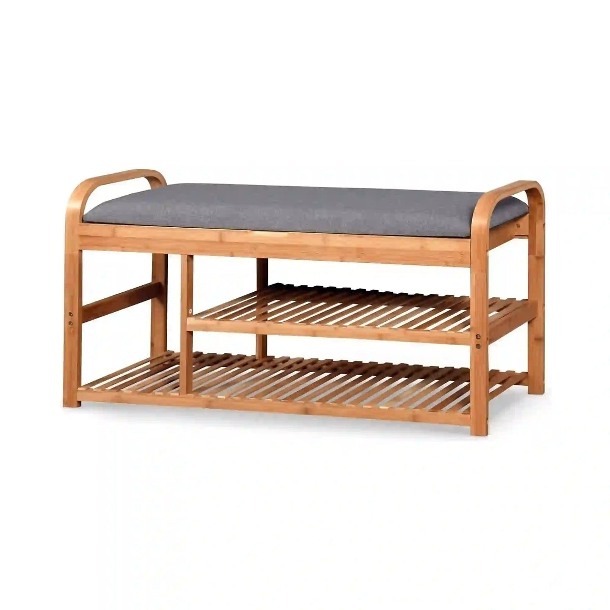 Pantofar ST13, gri/stejar natural, stofa/lemn de bambus, 100x33x50 cm