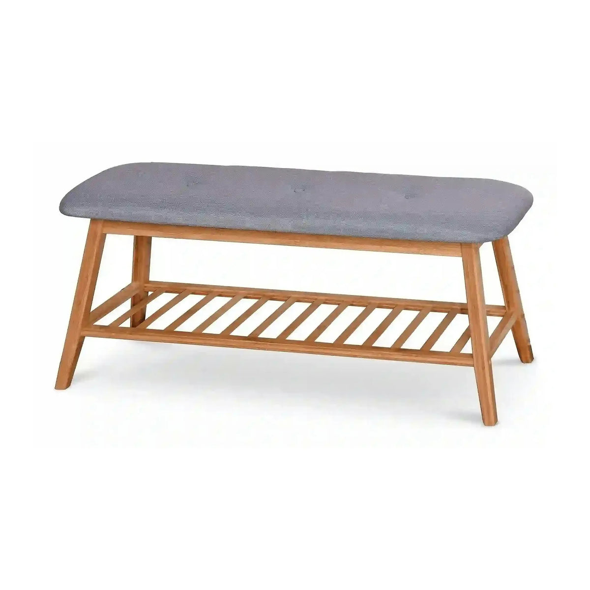Pantofar ST15, gri/stejar natural, stofa/lemn de bambus, 100x30x44 cm