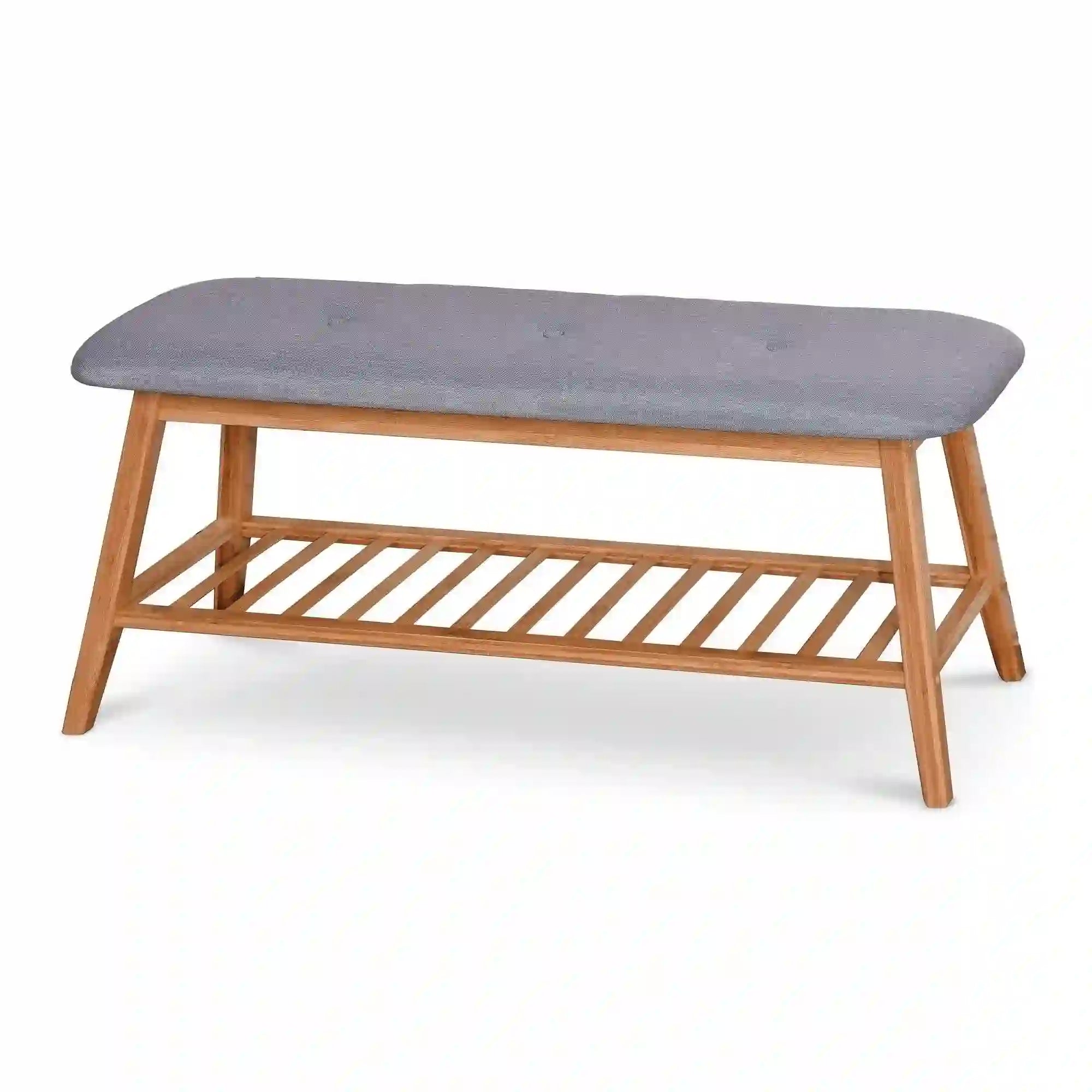 Pantofar ST15, gri/stejar natural, stofa/lemn de bambus, 100x30x44 cm