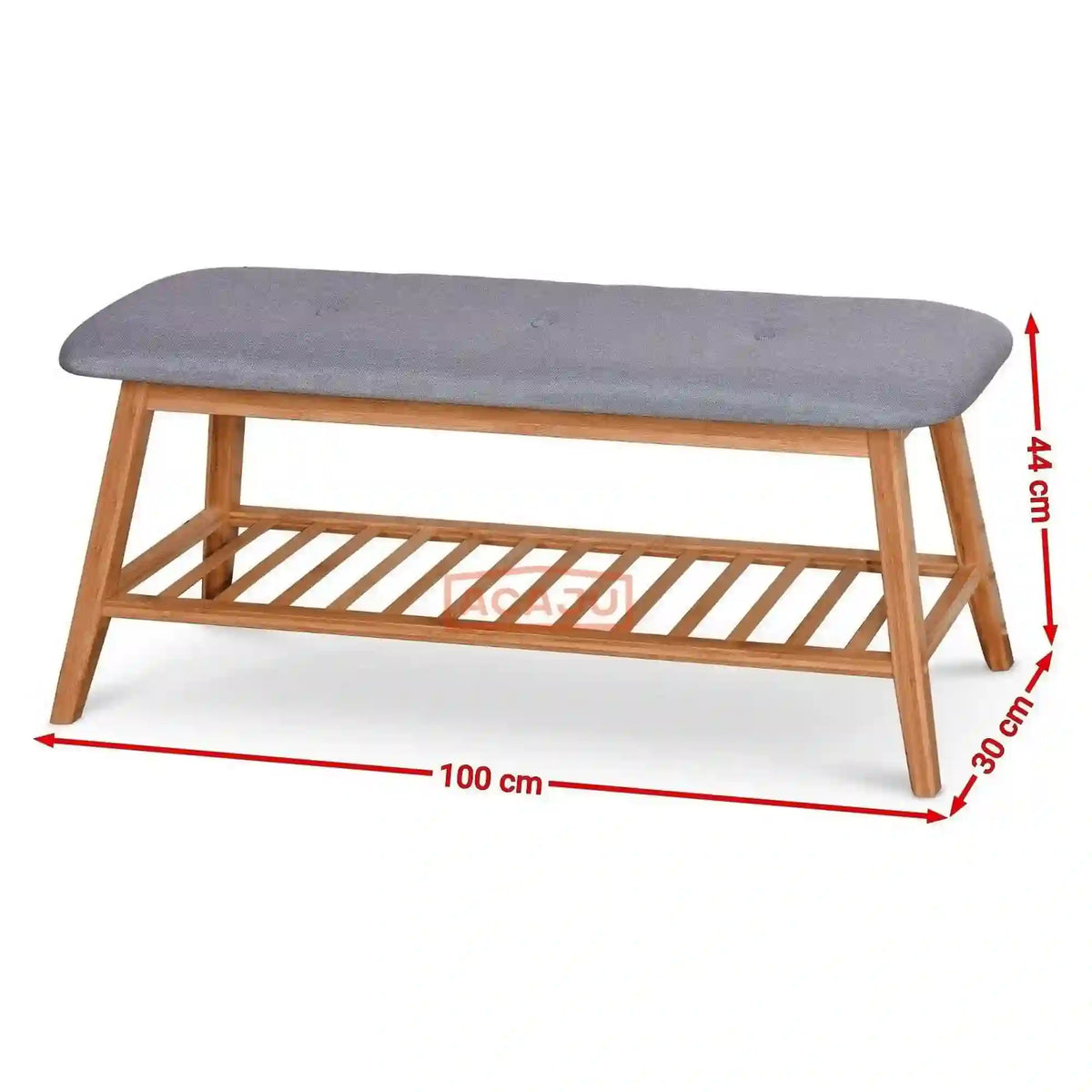 Pantofar ST15, gri/stejar natural, stofa/lemn de bambus, 100x30x44 cm