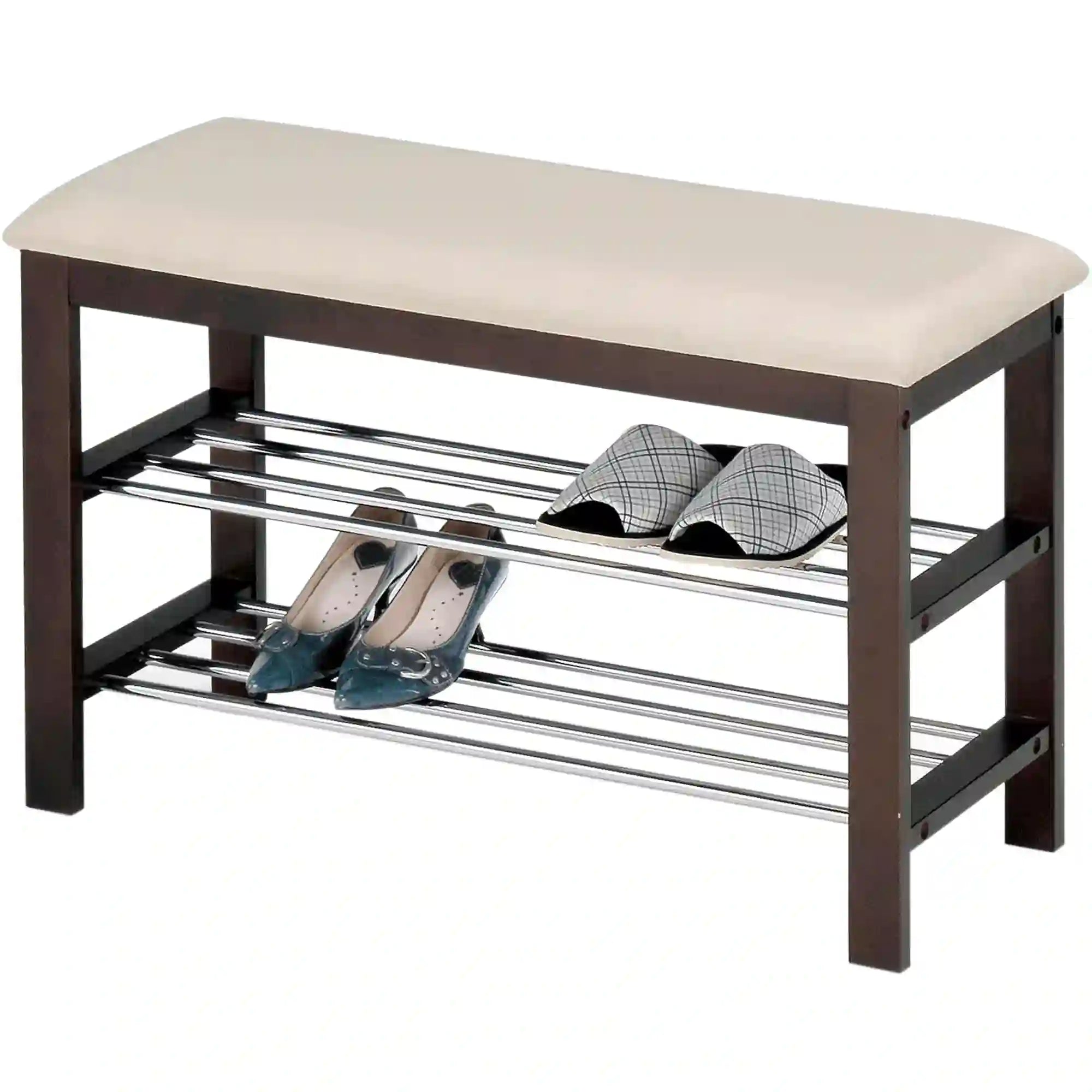 Pantofar ST3, crem/wenge, piele ecologica/lemn, 81x31x49 cm