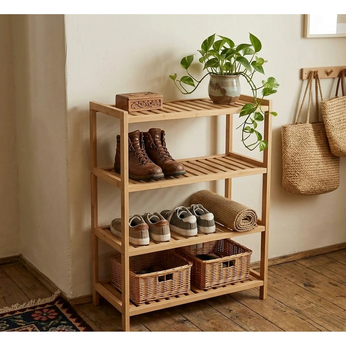 Pantofar ST8, stejar natural, lemn, 53x26x65 cm