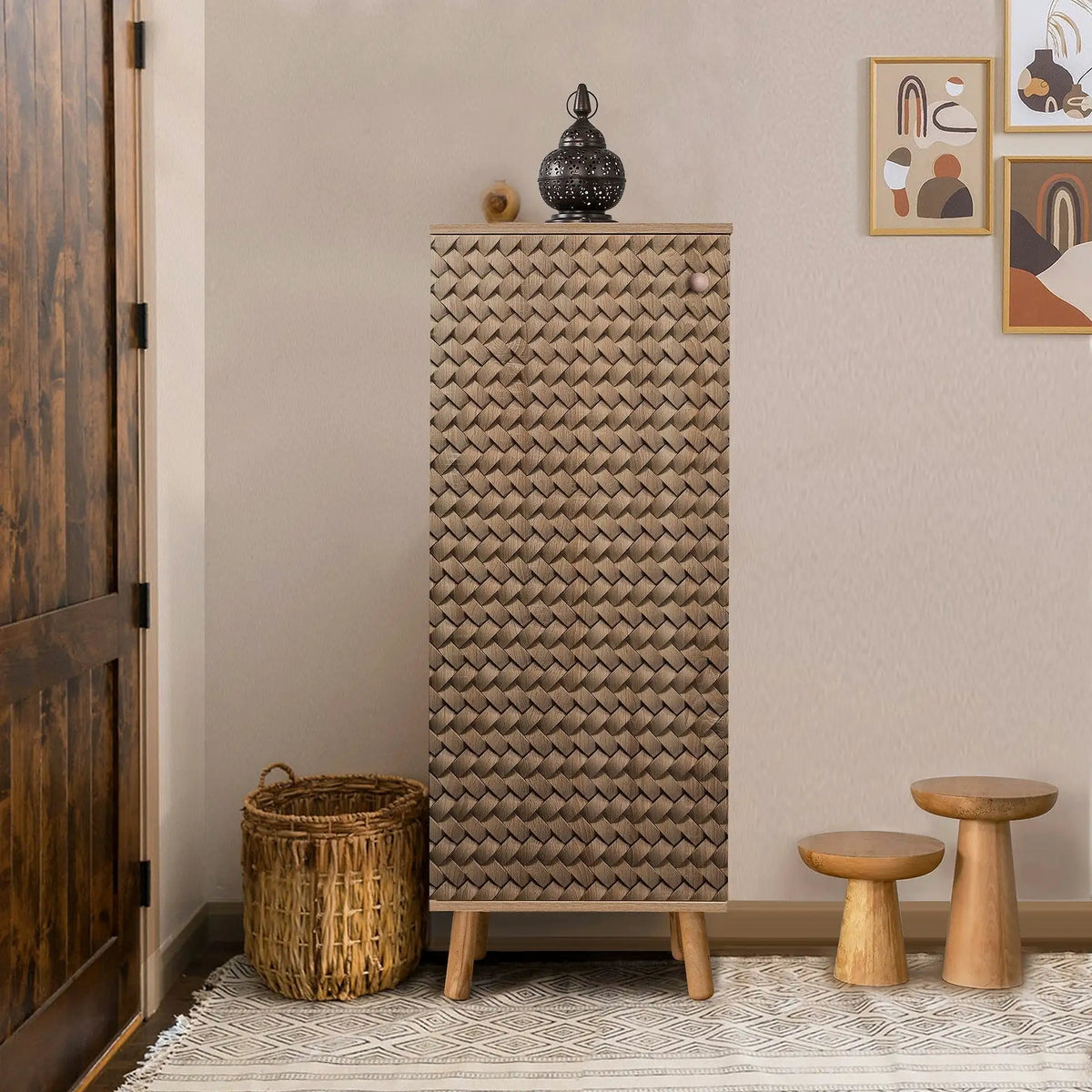 Pantofar VEGAS, stejar, PAL melaminat, 50x38x135 cm