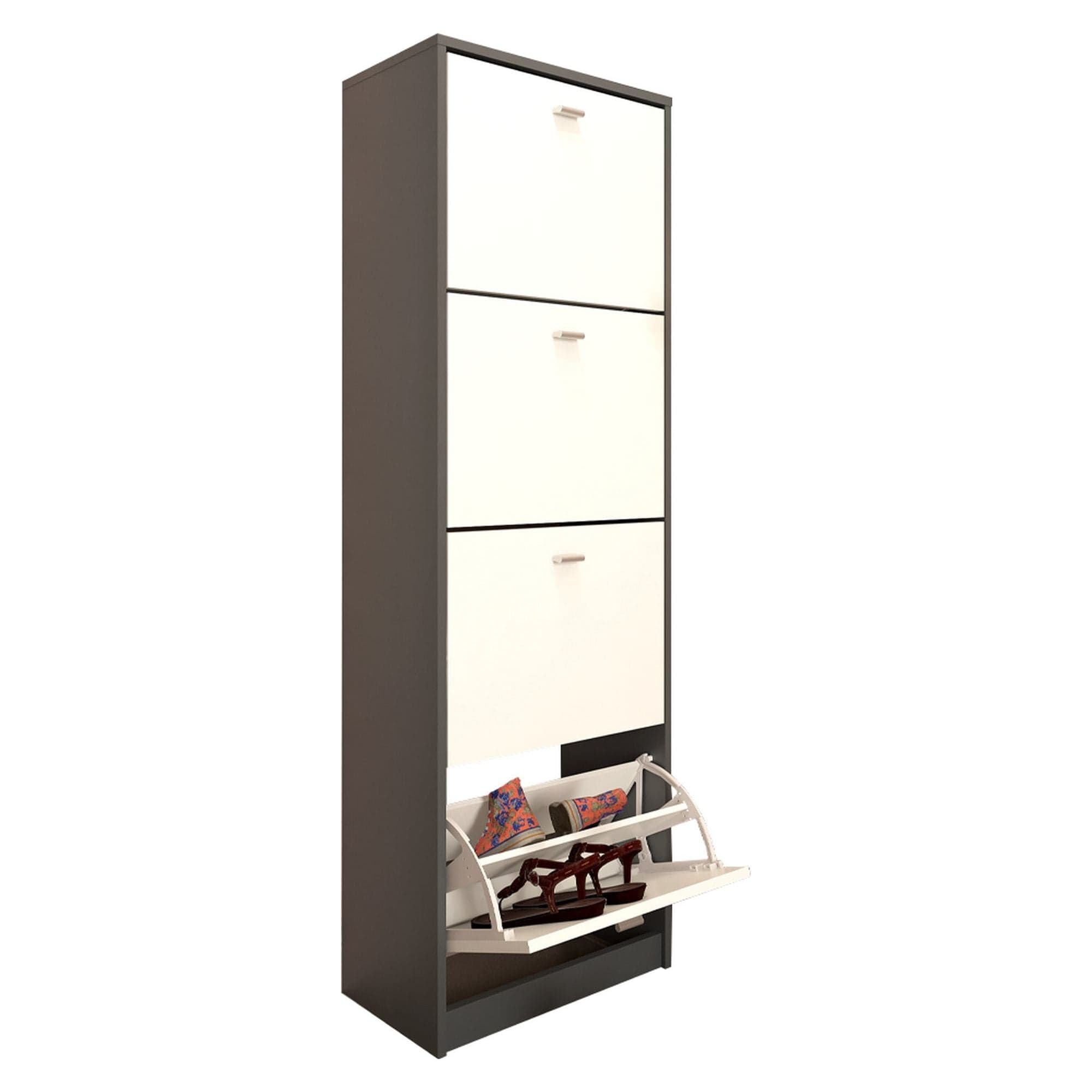 Pantofar VIVAT NEW TYP 3, alb/gri grafit, PAL melaminat, 50x28x152 cm