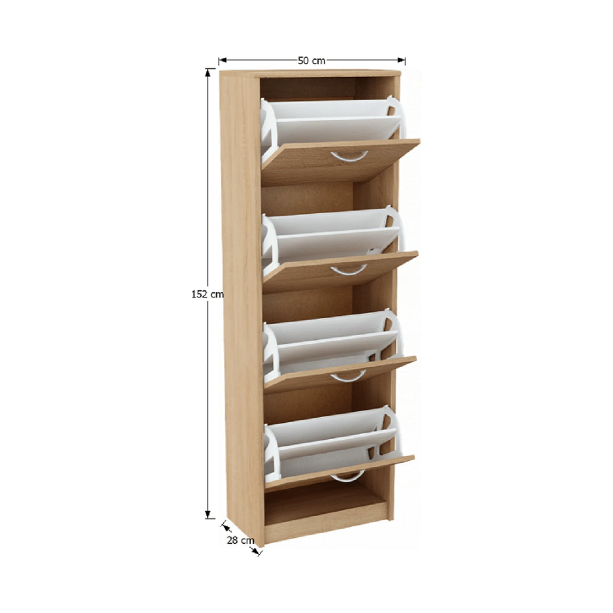 Pantofar VIVAT NEW TYP 3, alb/stejar sonoma, PAL melaminat,  50x28x152 cm