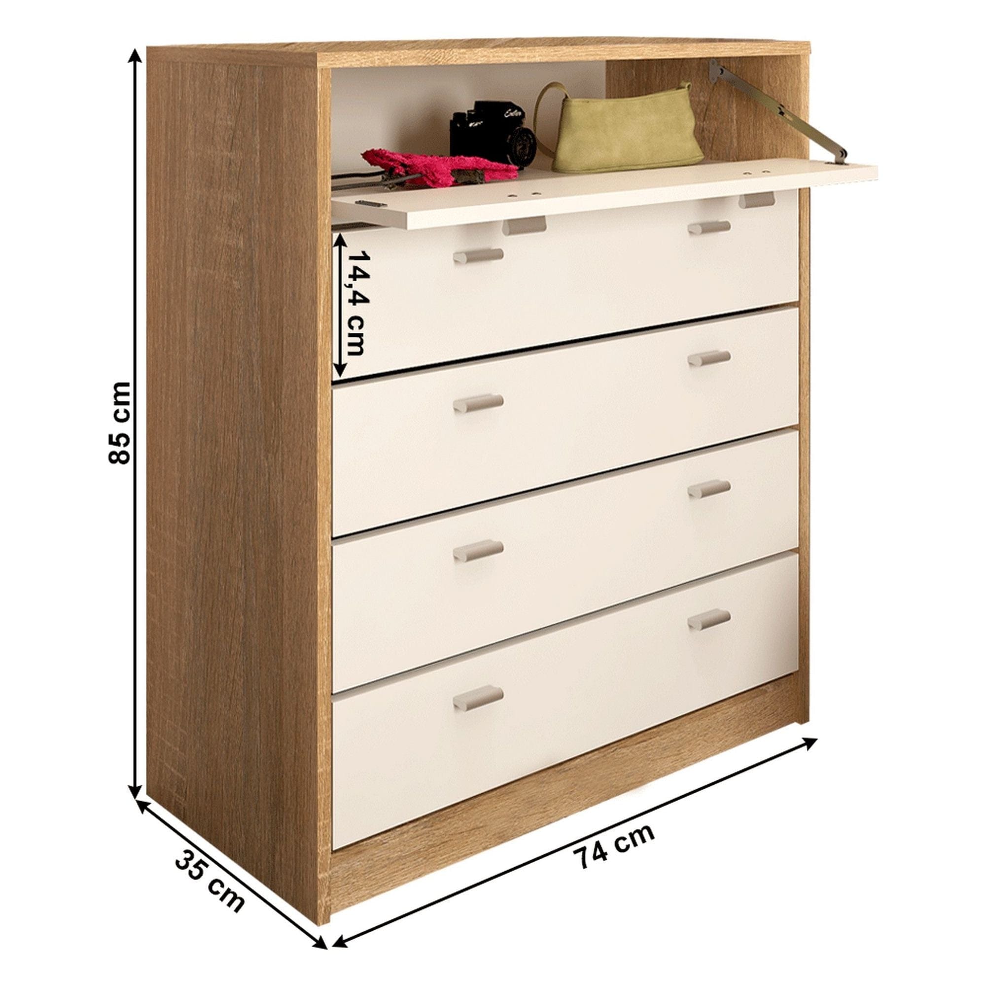 Pantofar VIVAT NEW TYP 4, alb/stejar sonoma, PAL melaminat, 74x35x85 cm