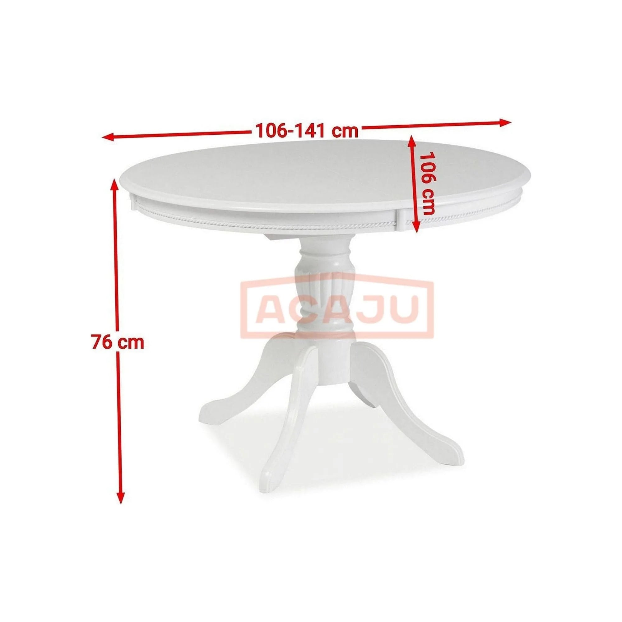Masa extensibila OLIVIA, alb, 106/141X106X76 cm