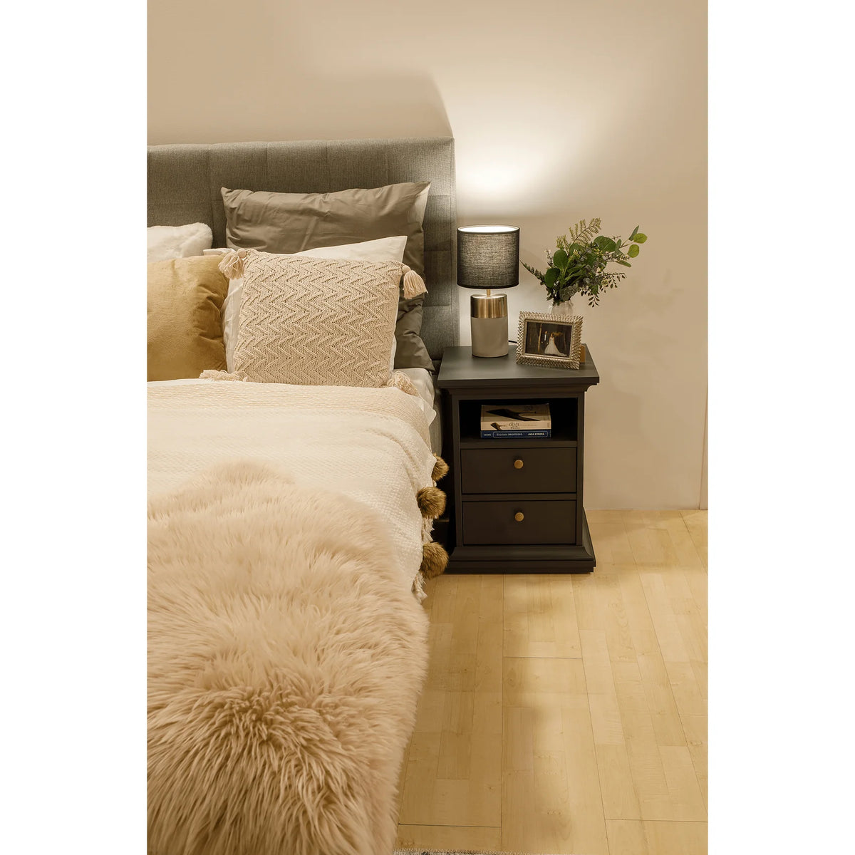 Noptiera PARIS 70302, gri antracit, DTD laminat, 44x40x59 cm