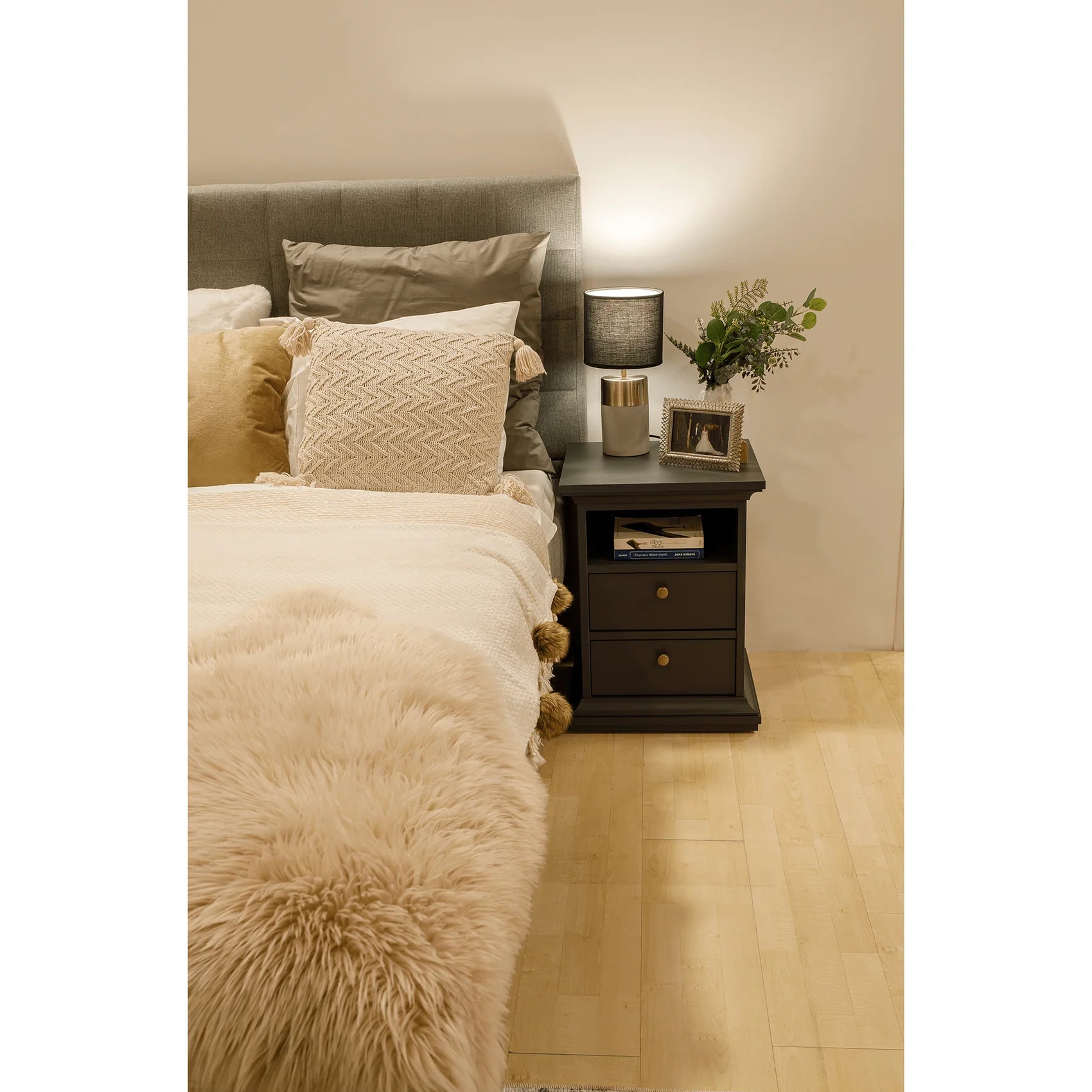 Noptiera PARIS 70302, gri antracit, DTD laminat, 44x40x59 cm