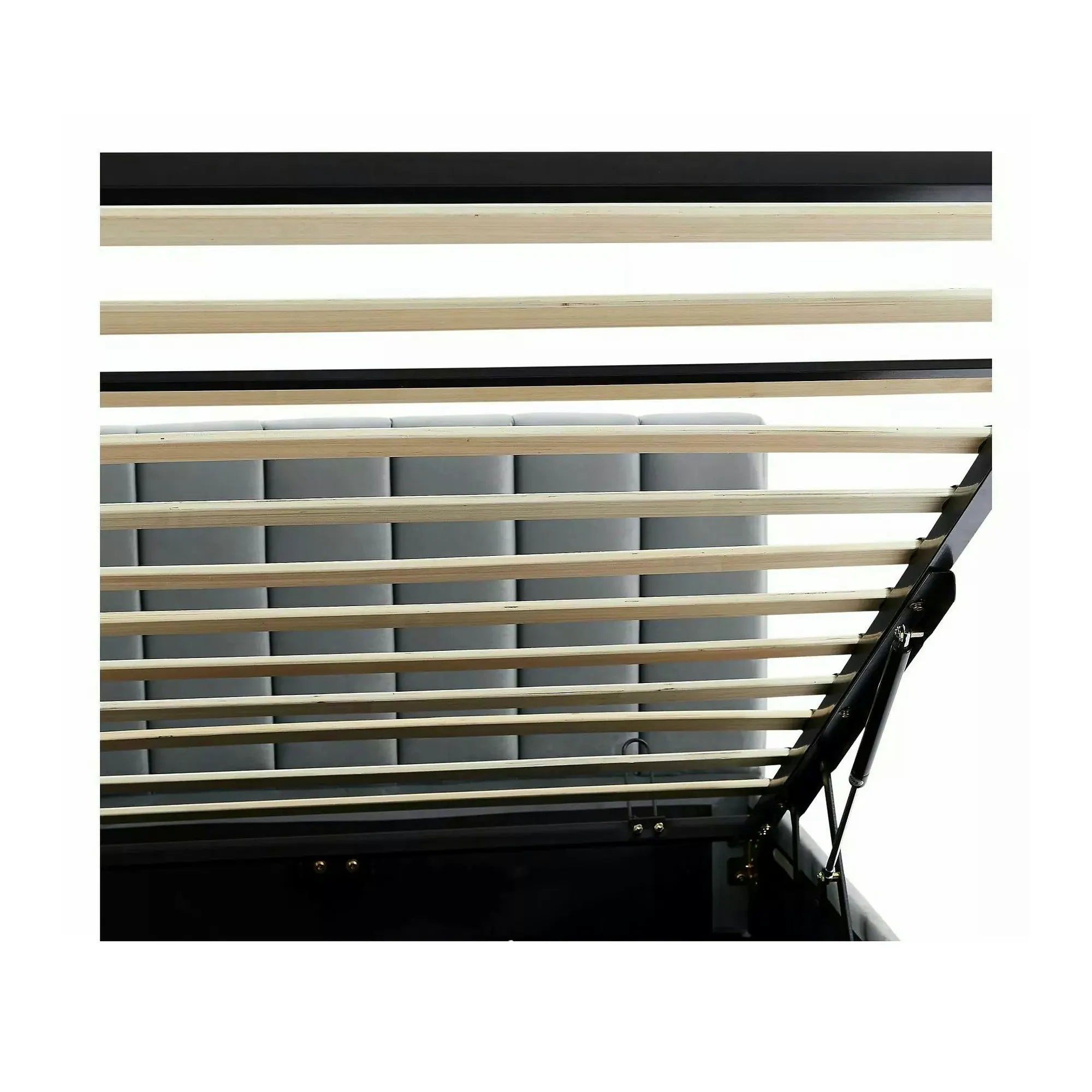Pat 120x200 cu somiera MONTREAL, stofa catifelata gri - Tap.192, cu spatiu depozitare