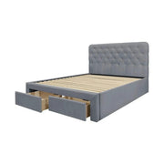 Pat 160x200 cu sertar MARISOL, stofa catifelata gri, cu somiera