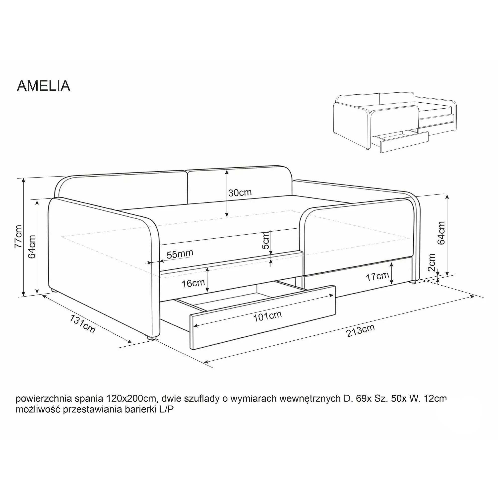 Pat AMELIA 120x200, bej închis, stofă