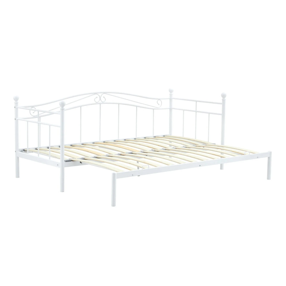 Pat ARIZA 90x200/180x200, alb, otel, cu somiera