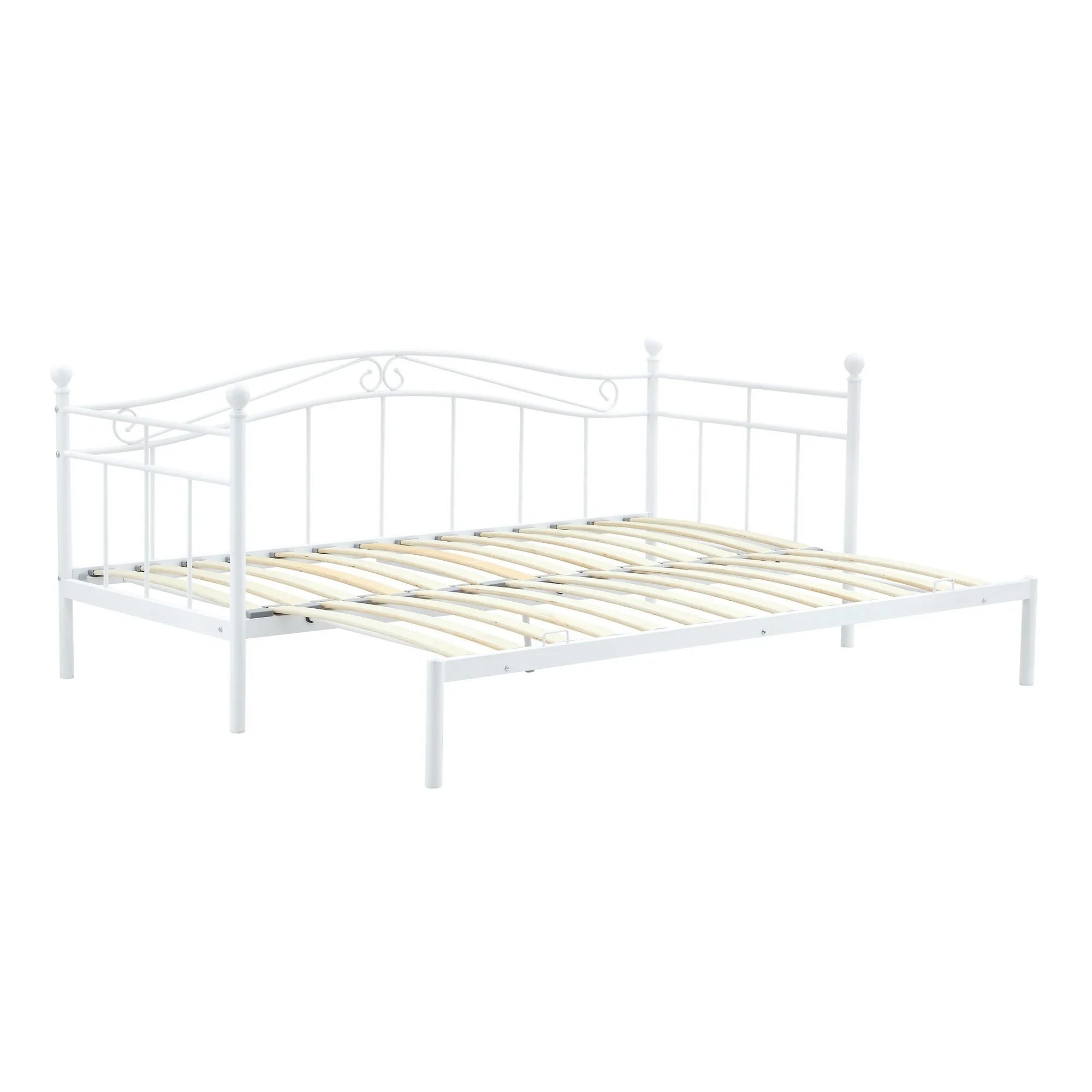 Pat ARIZA 90x200/180x200, alb, otel, cu somiera