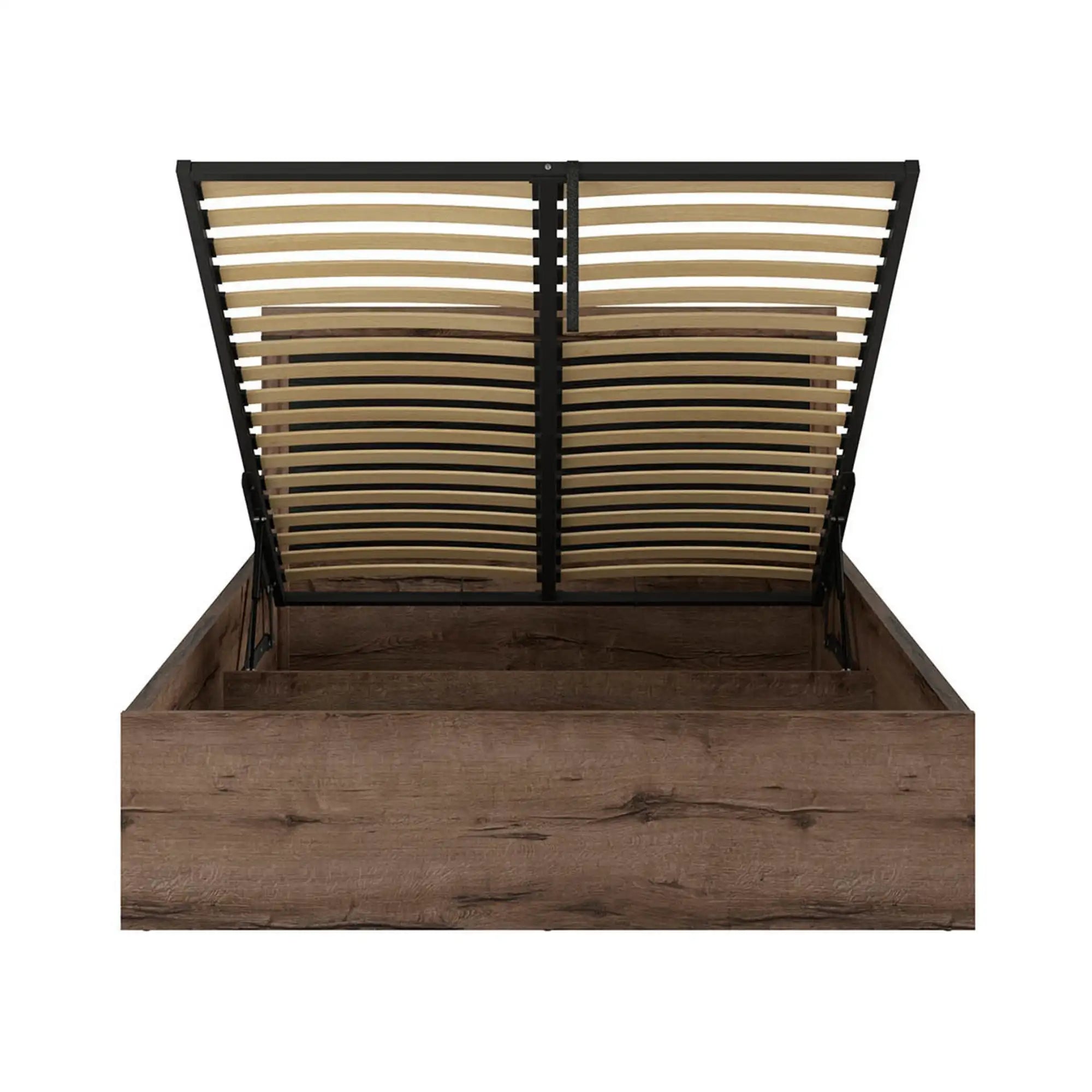 Pat BALIN 160x200, stejar/negru, PAL, cu somiera si lada depozitare