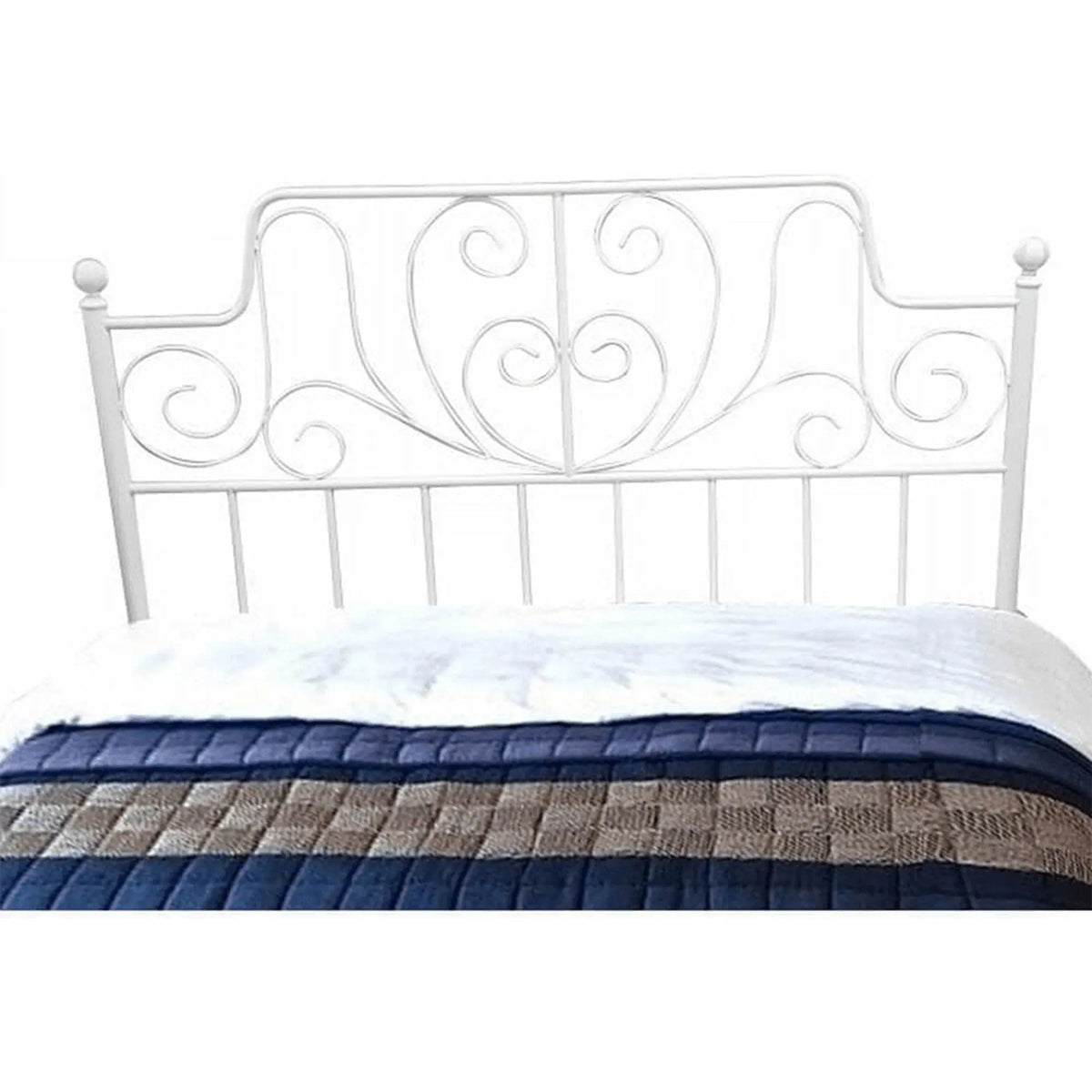 Pat BEHEMOTH 140x200, alb, metal, cu somiera