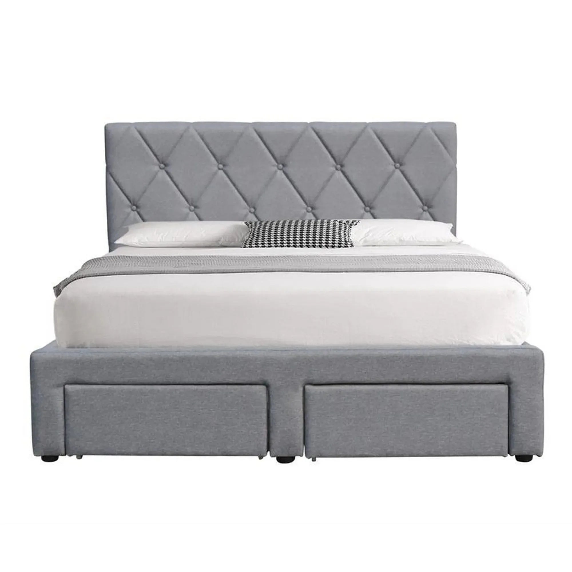 Pat BETINA 140x200, stofa clasica gri deschis, cu somiera si spatiu depozitare