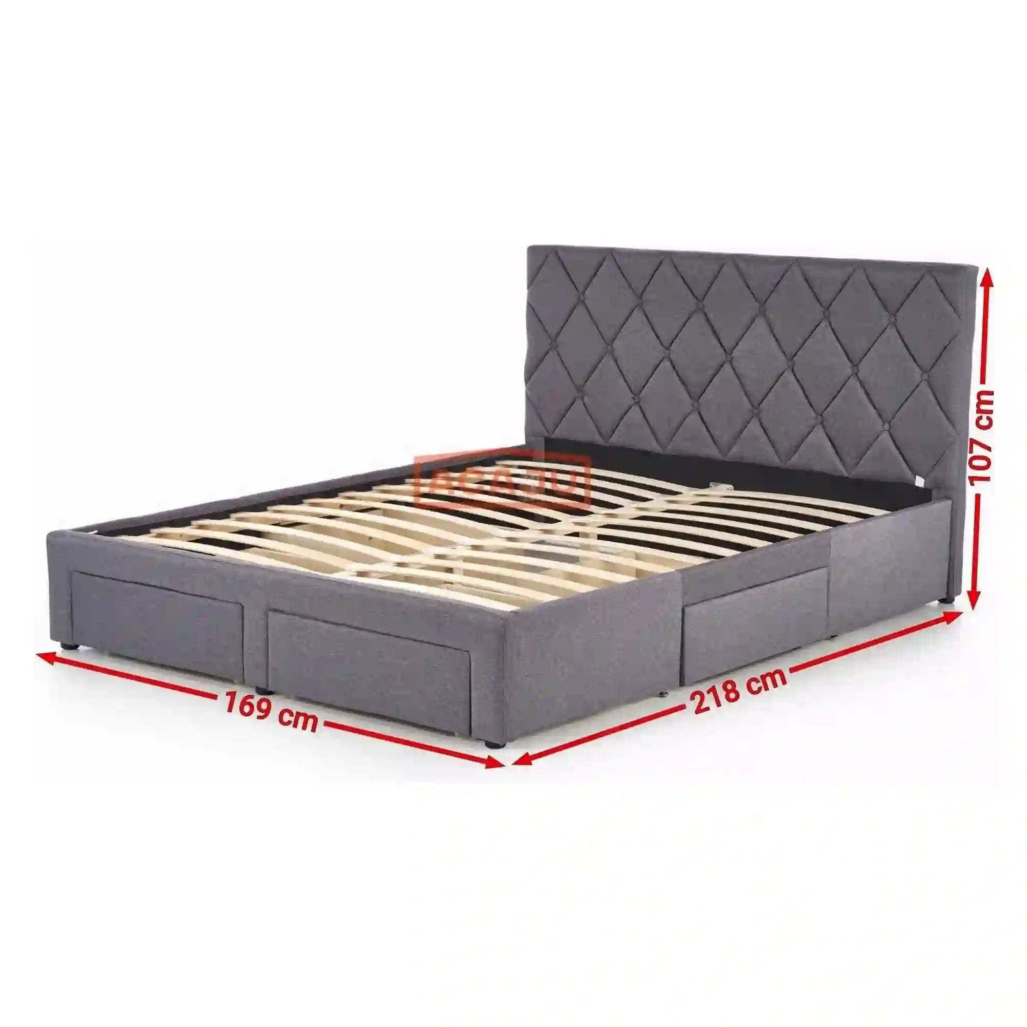 Pat Betina 160x200, stofa clasica gri, cu somiera si lada depozitare