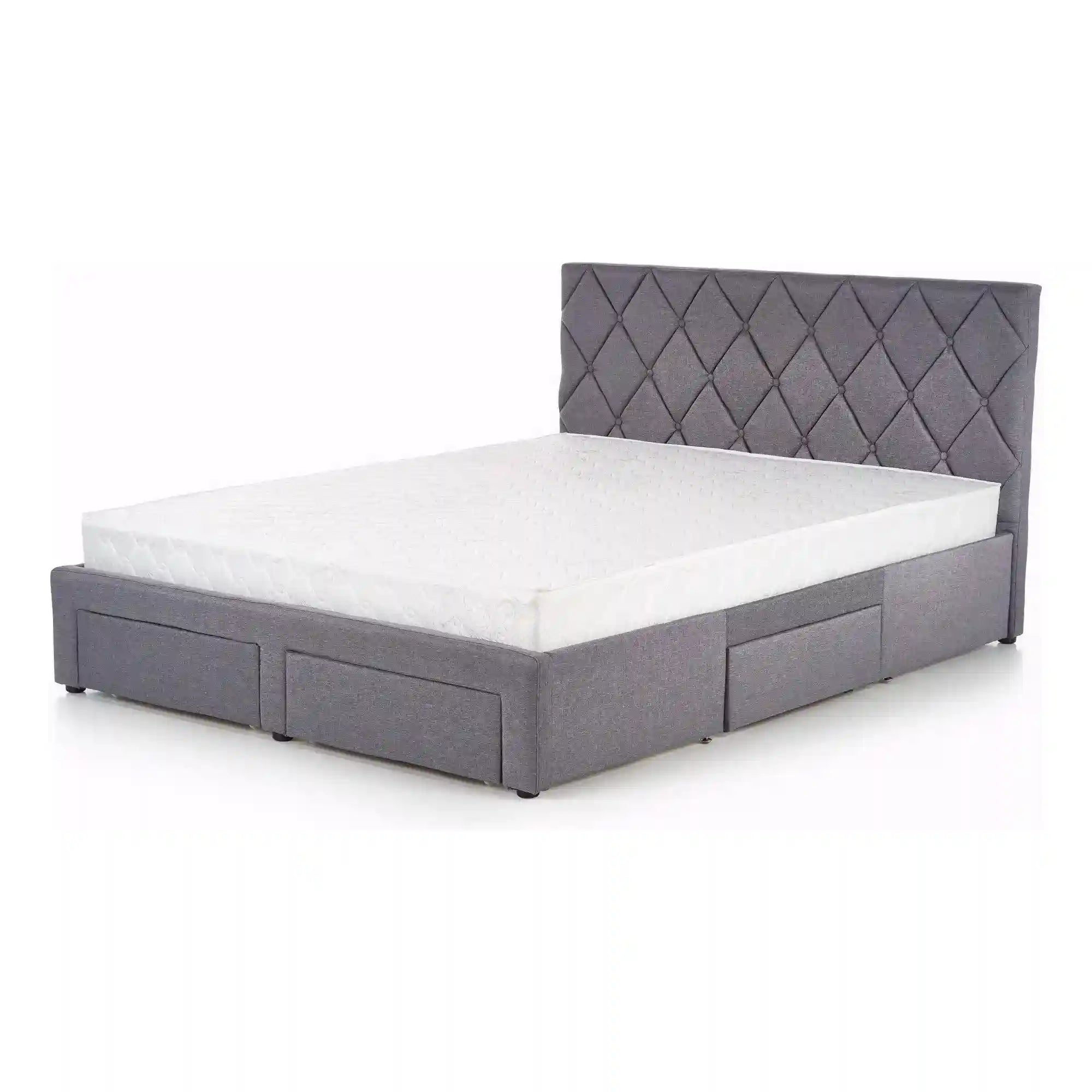 Pat Betina 160x200, stofa clasica gri, cu somiera si lada depozitare