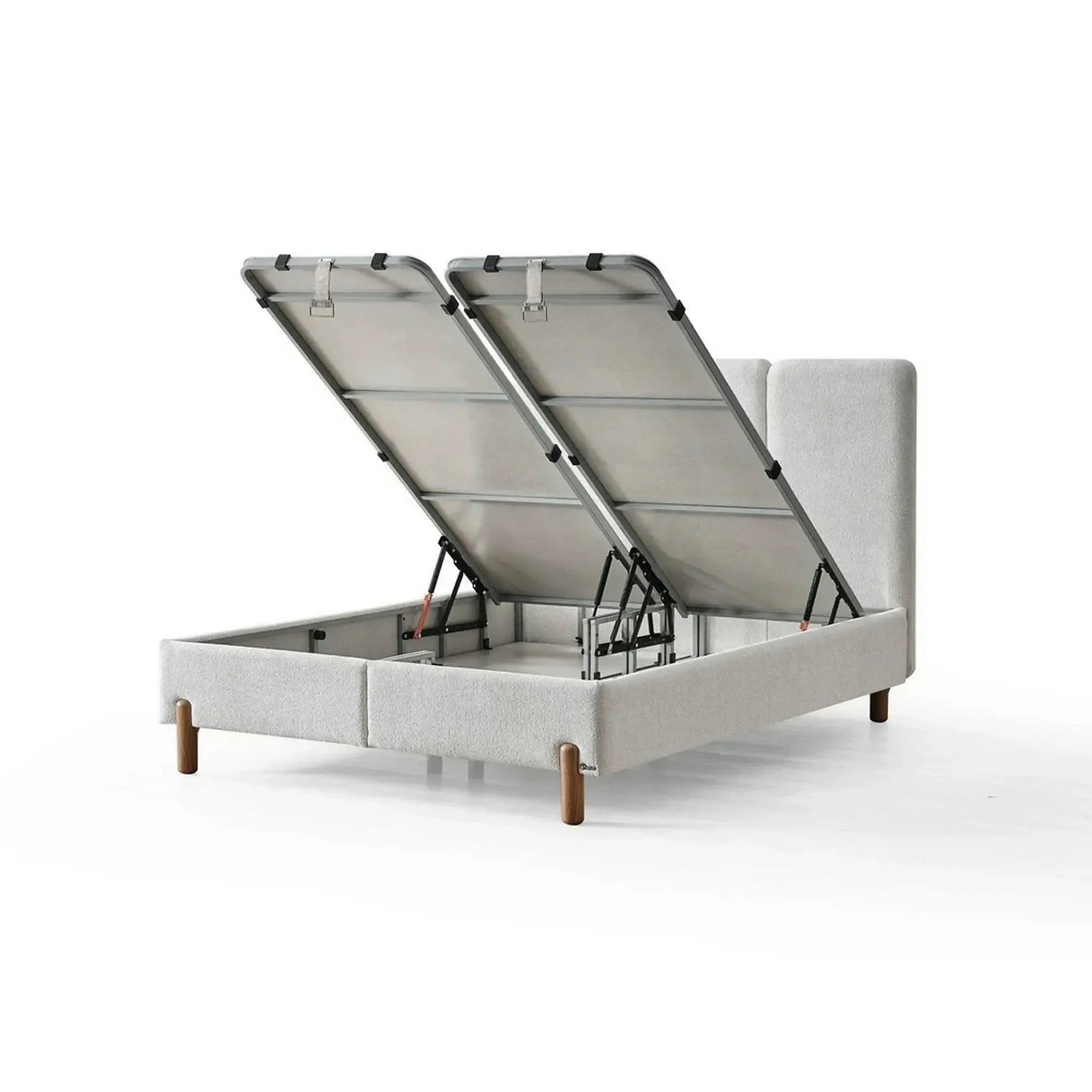Set pat cu saltea BOHEM 180x200, stofa crem - Gloria G0001, cu somiera si spatiu depozitare