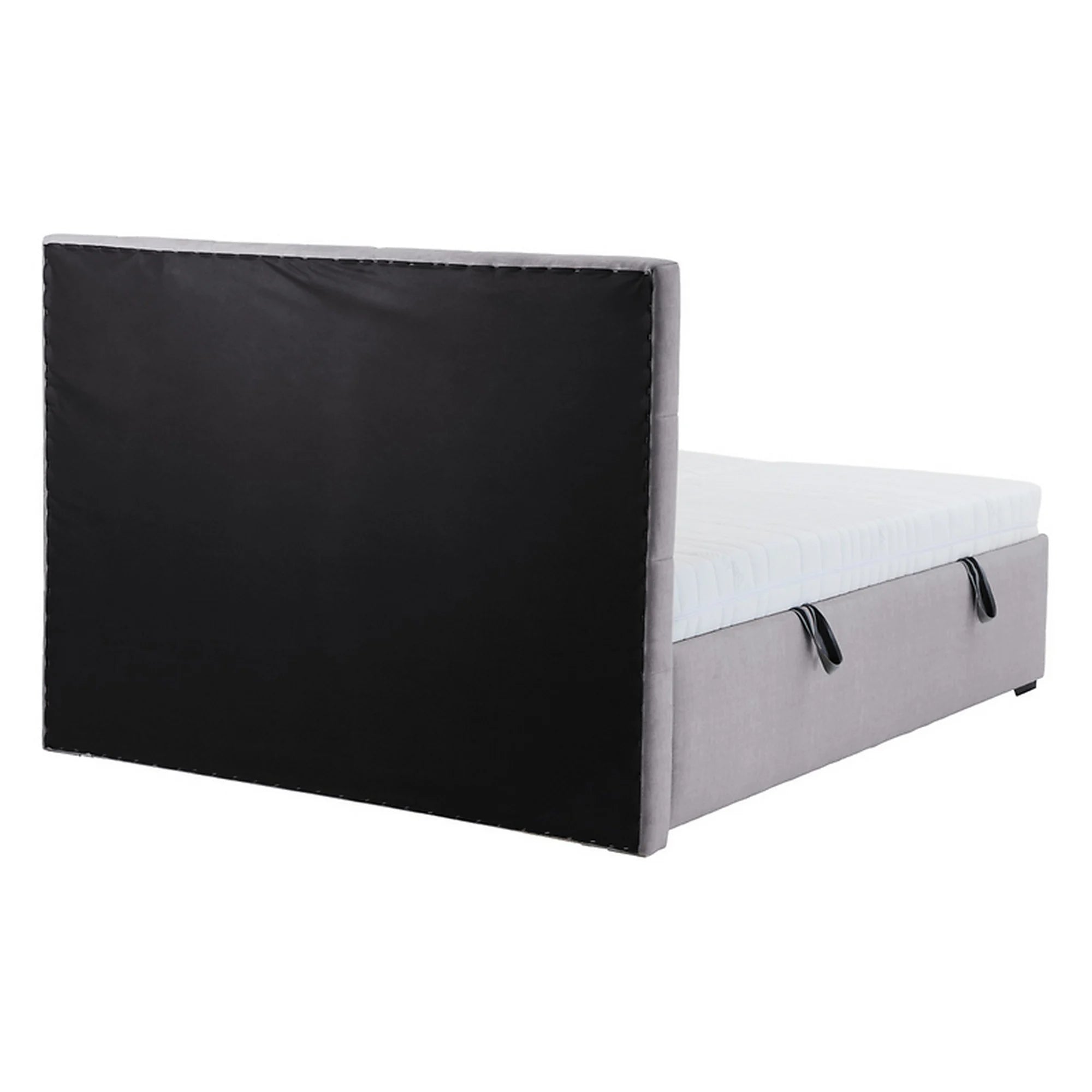 Pat BORA 160x200, stofa catifelata gri - Vogue 14, cu somiera si spatiu depozitare