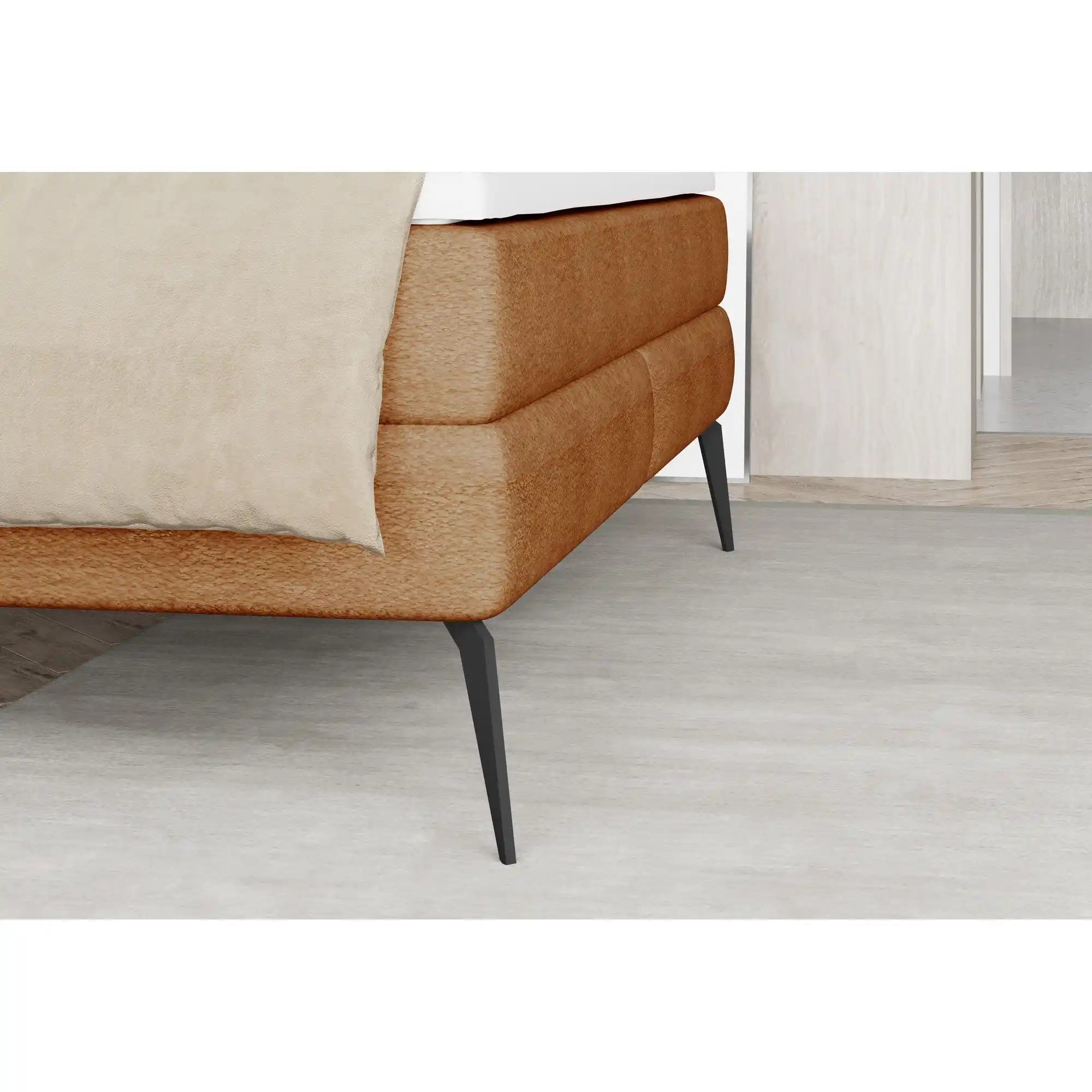 Pat boxspring ADEL 140x200, personalizabil materiale Gama Premium, cu saltele si topper