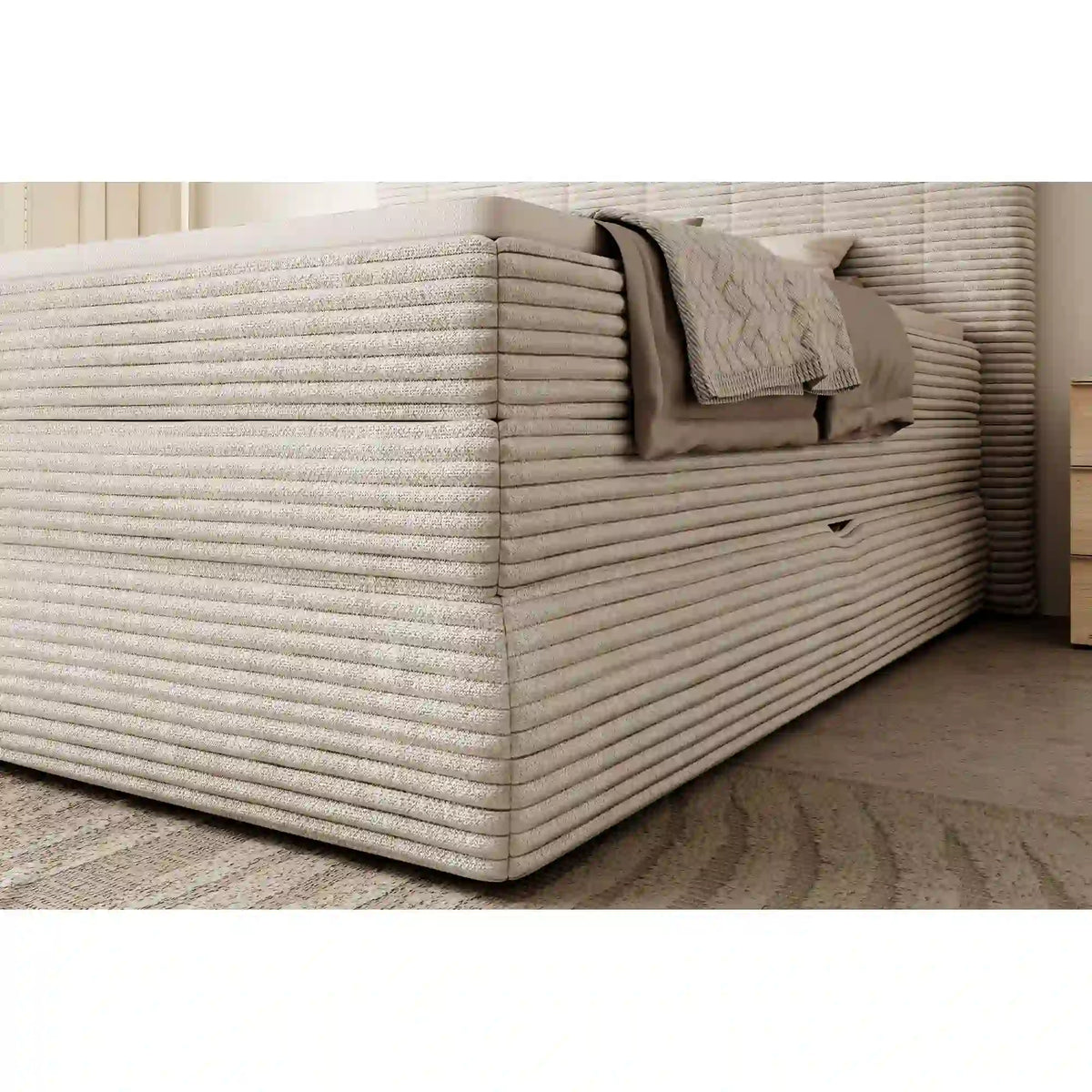 Pat boxspring AMBER 160x200, personalizabil materiale gama Oferta Avantaj, cu spatiu depozitare, saltele si topper