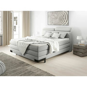Pat boxspring KANO 160x200, personalizabil, cu saltea, topper, tetiere reglabile si 2 spatii pentru depozitare